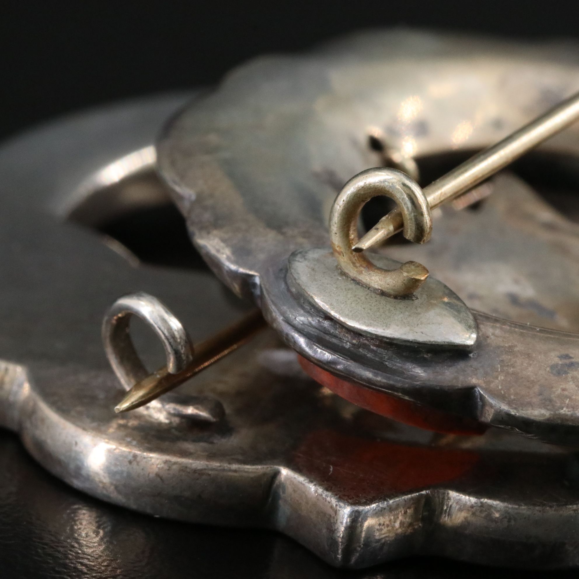 Antique Scottish 800 Silver Gemstone Brooches