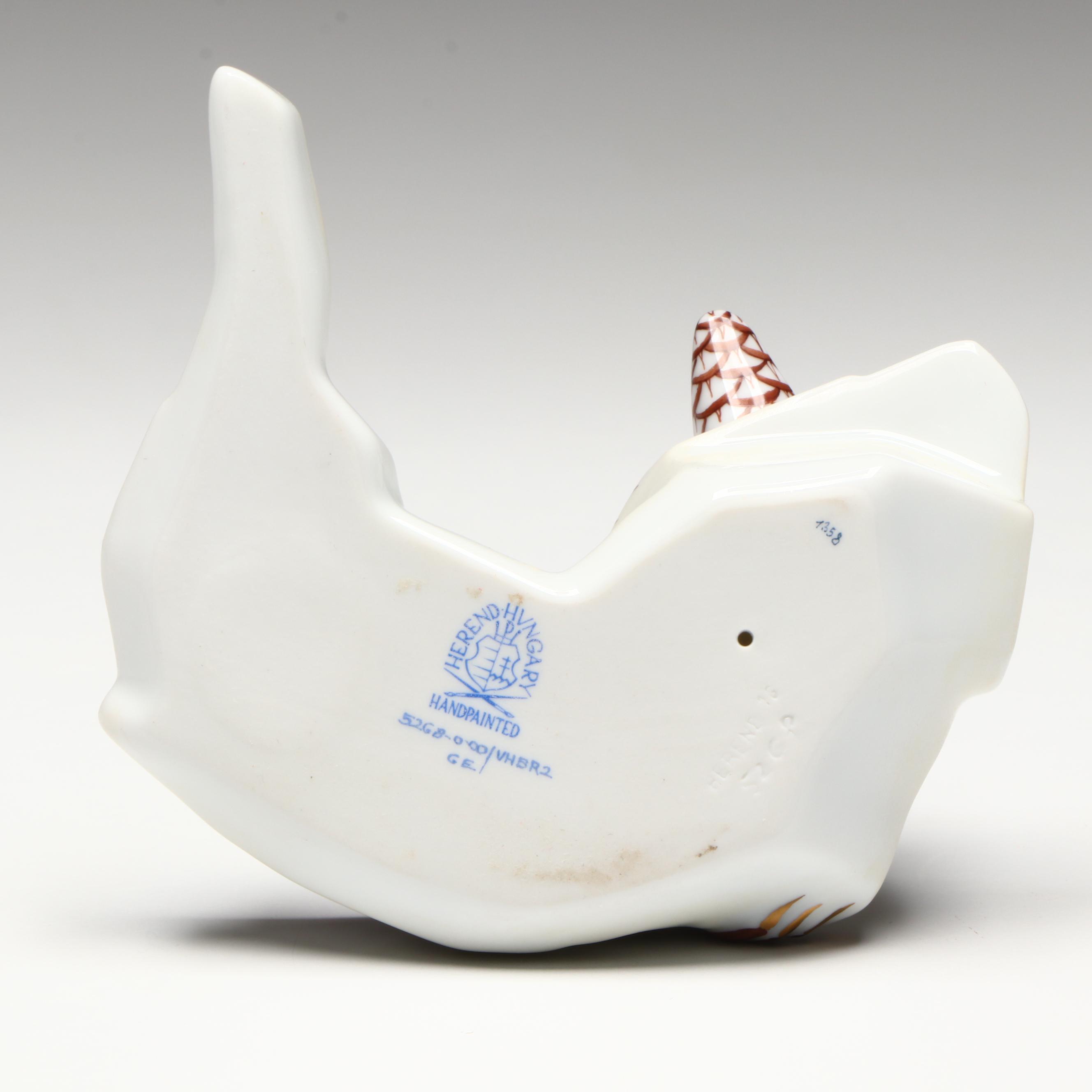 Herend Chocolate Fishnet with Gold "Lizard" Porcelain Figurine