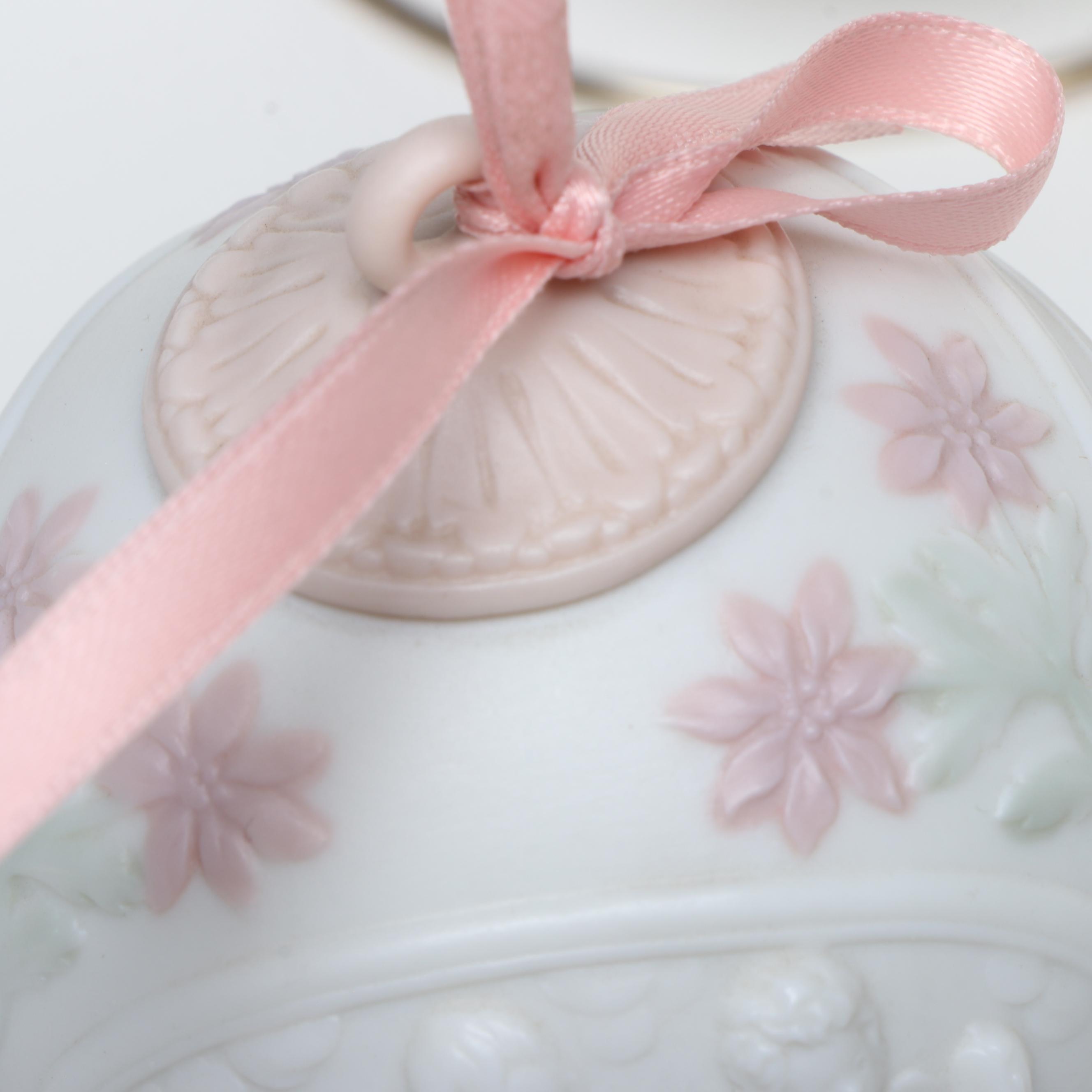 Lladró Porcelain Annual Christmas Bells with Wallace Silver Plate Bell