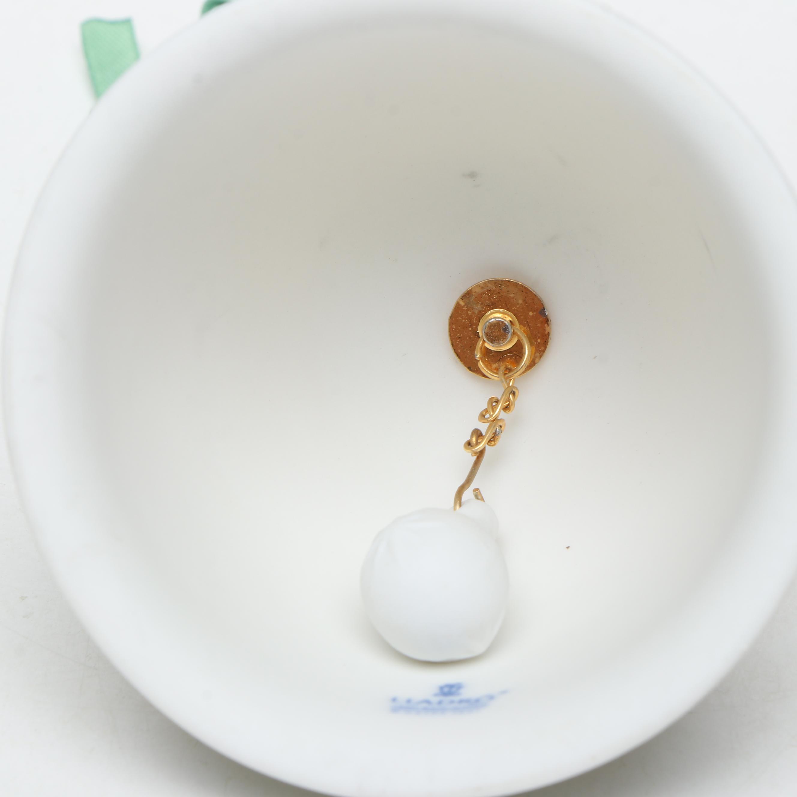 Lladró Porcelain Annual Christmas Bells with Wallace Silver Plate Bell
