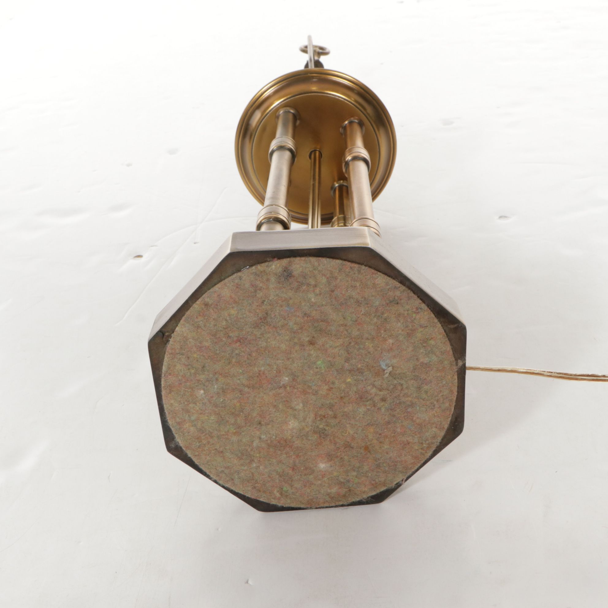 Brass Pillar Table Lamp with Pleated Shade