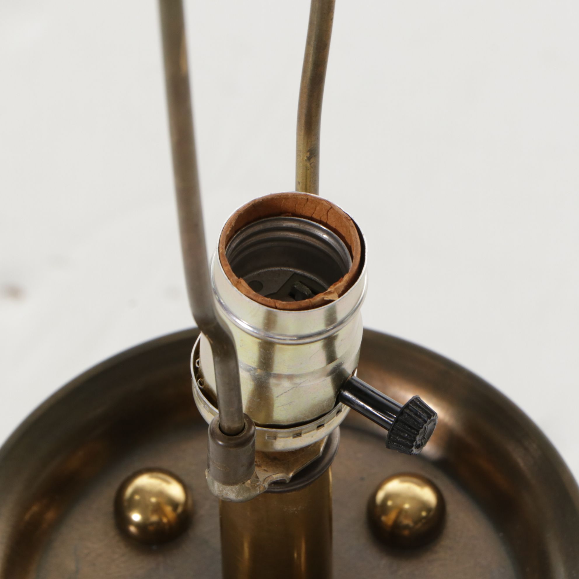 Brass Pillar Table Lamp with Pleated Shade