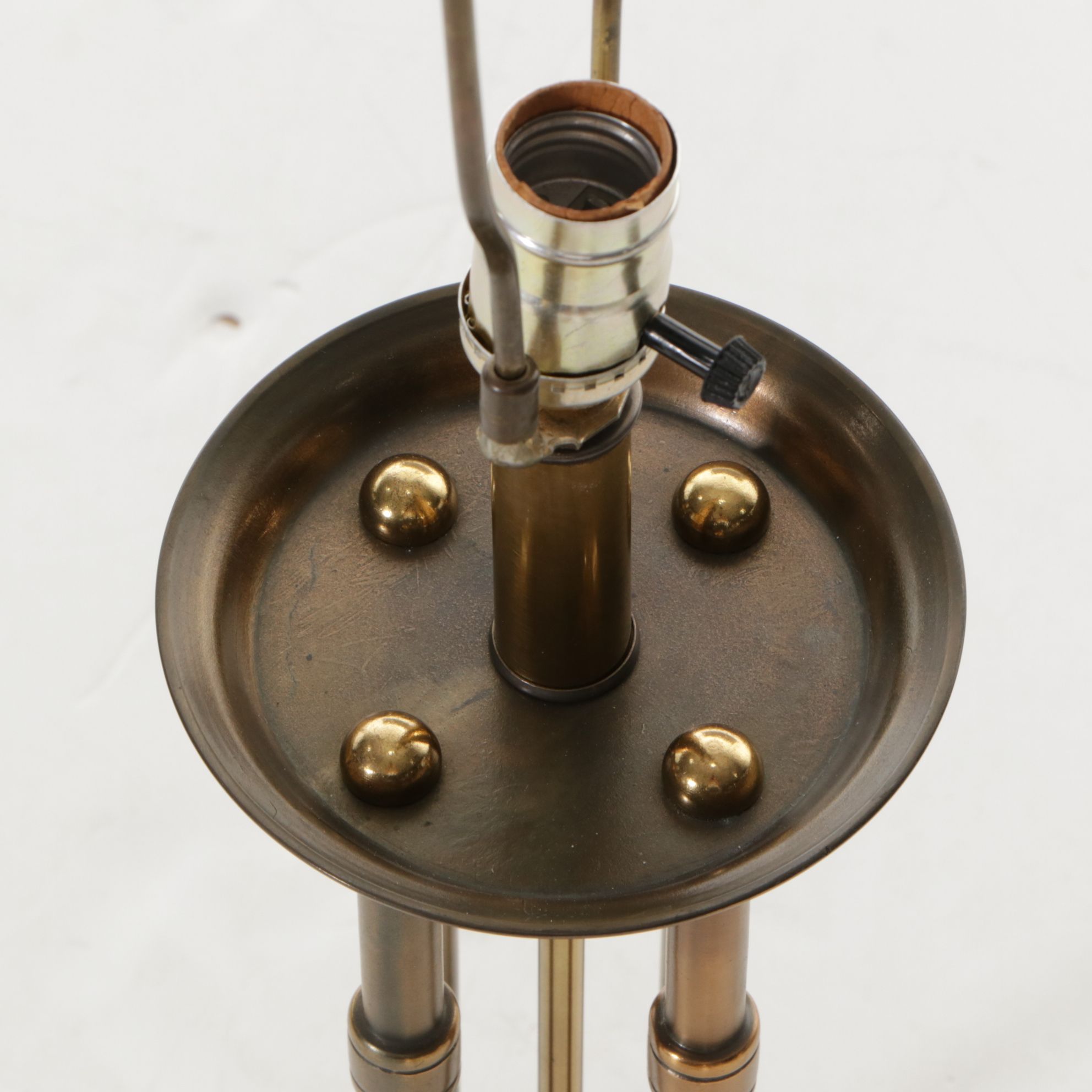 Brass Pillar Table Lamp with Pleated Shade