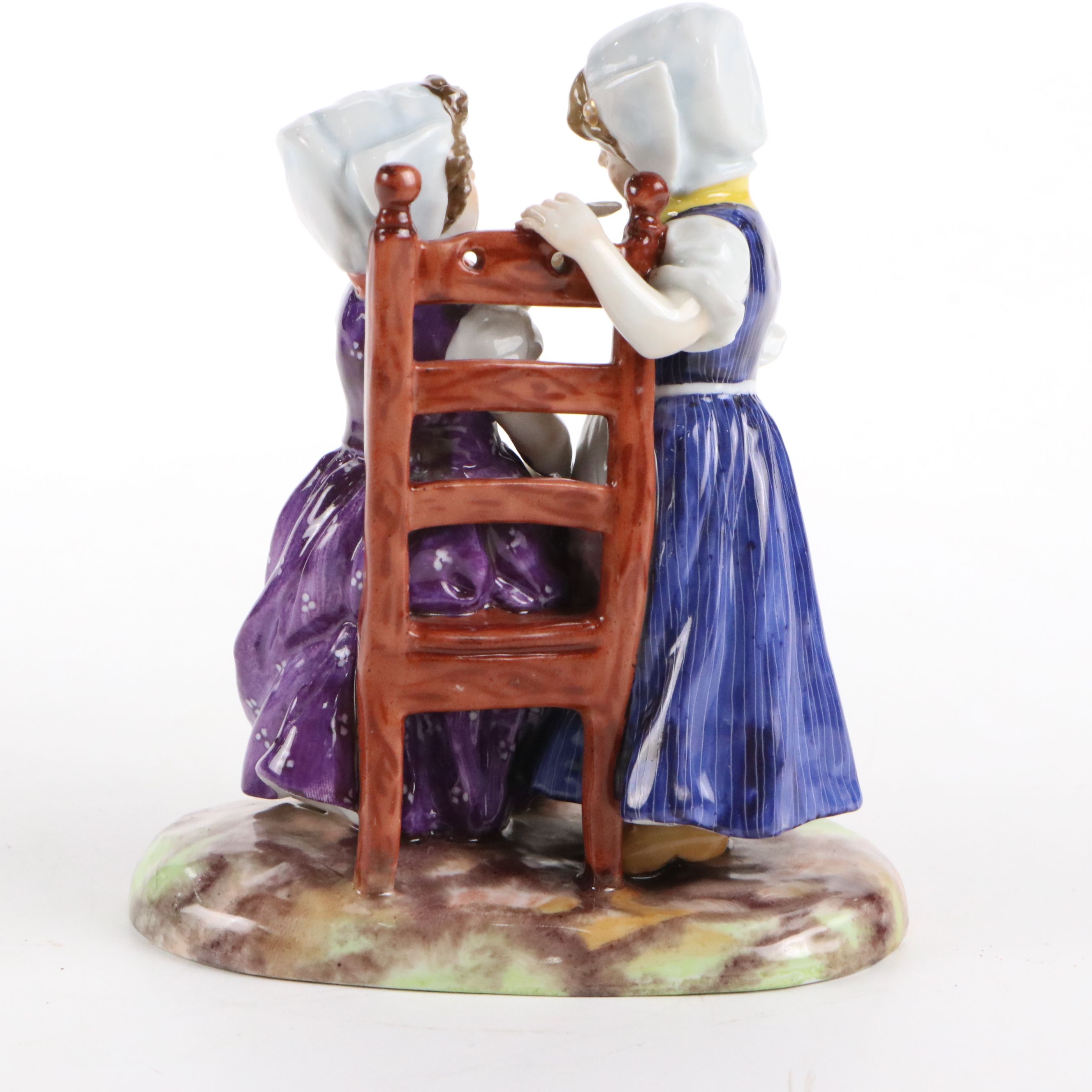 G. Schierholz & Sohn Porcelain of Two Girls Sharing Food, Early 20th Century