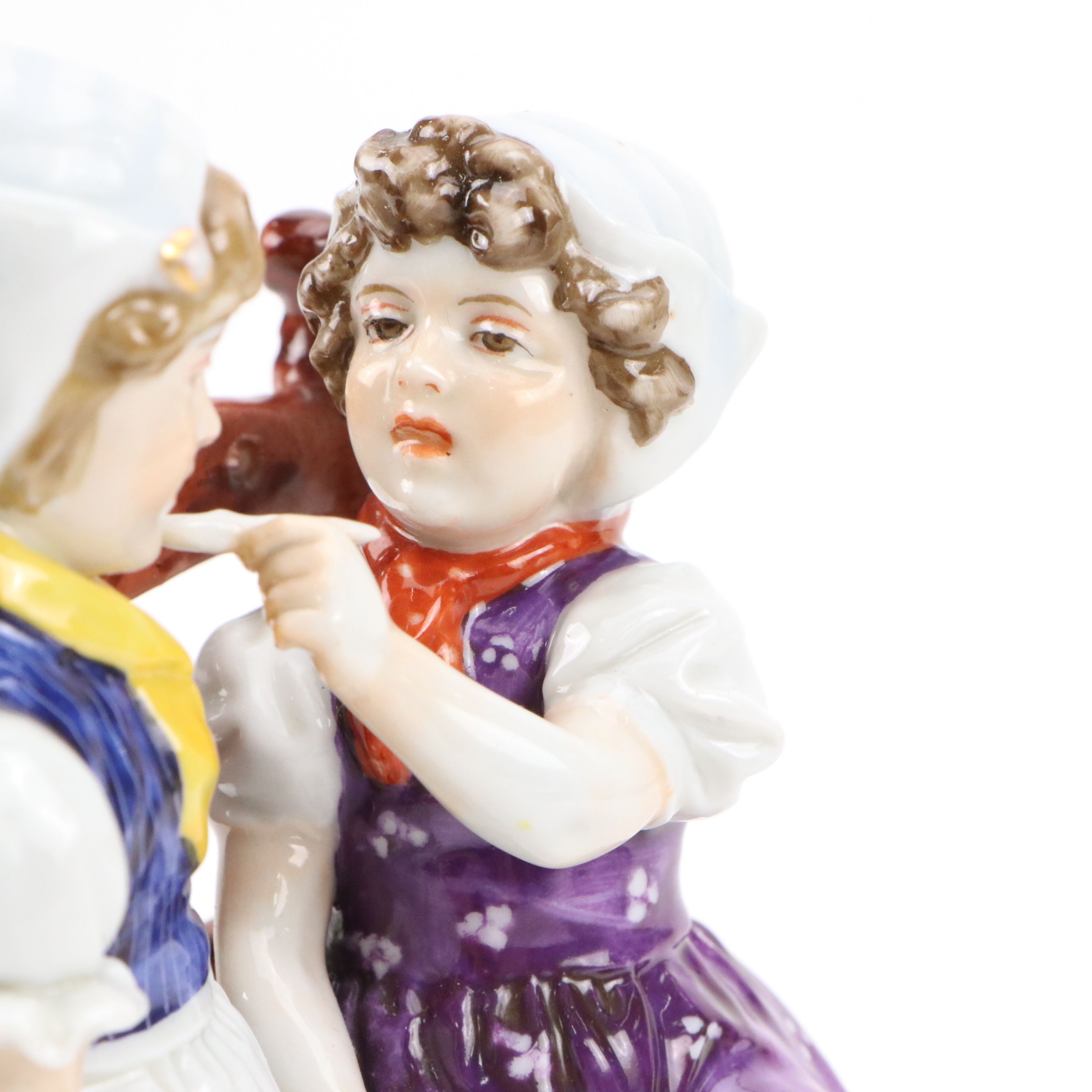 G. Schierholz & Sohn Porcelain of Two Girls Sharing Food, Early 20th Century