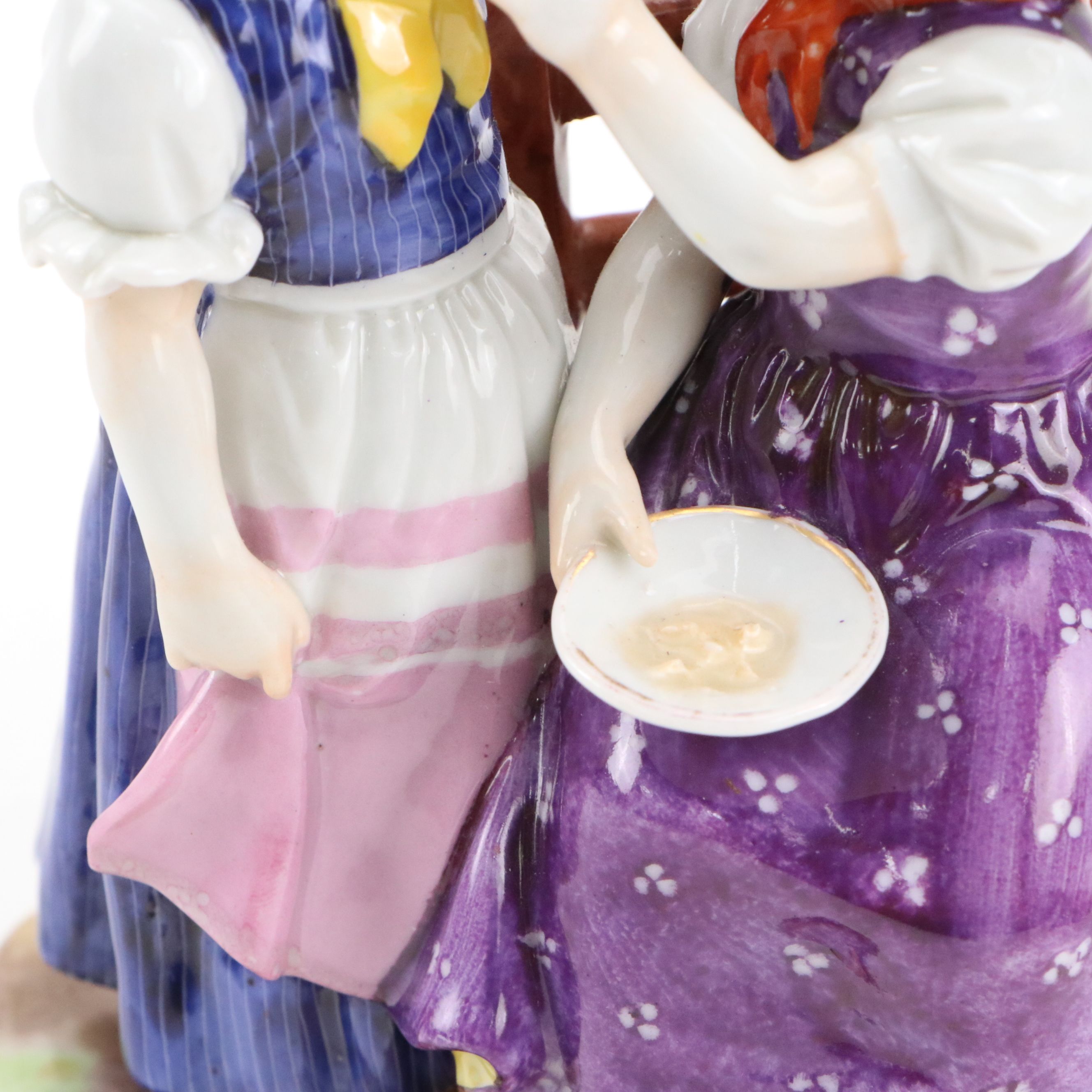 G. Schierholz & Sohn Porcelain of Two Girls Sharing Food, Early 20th Century