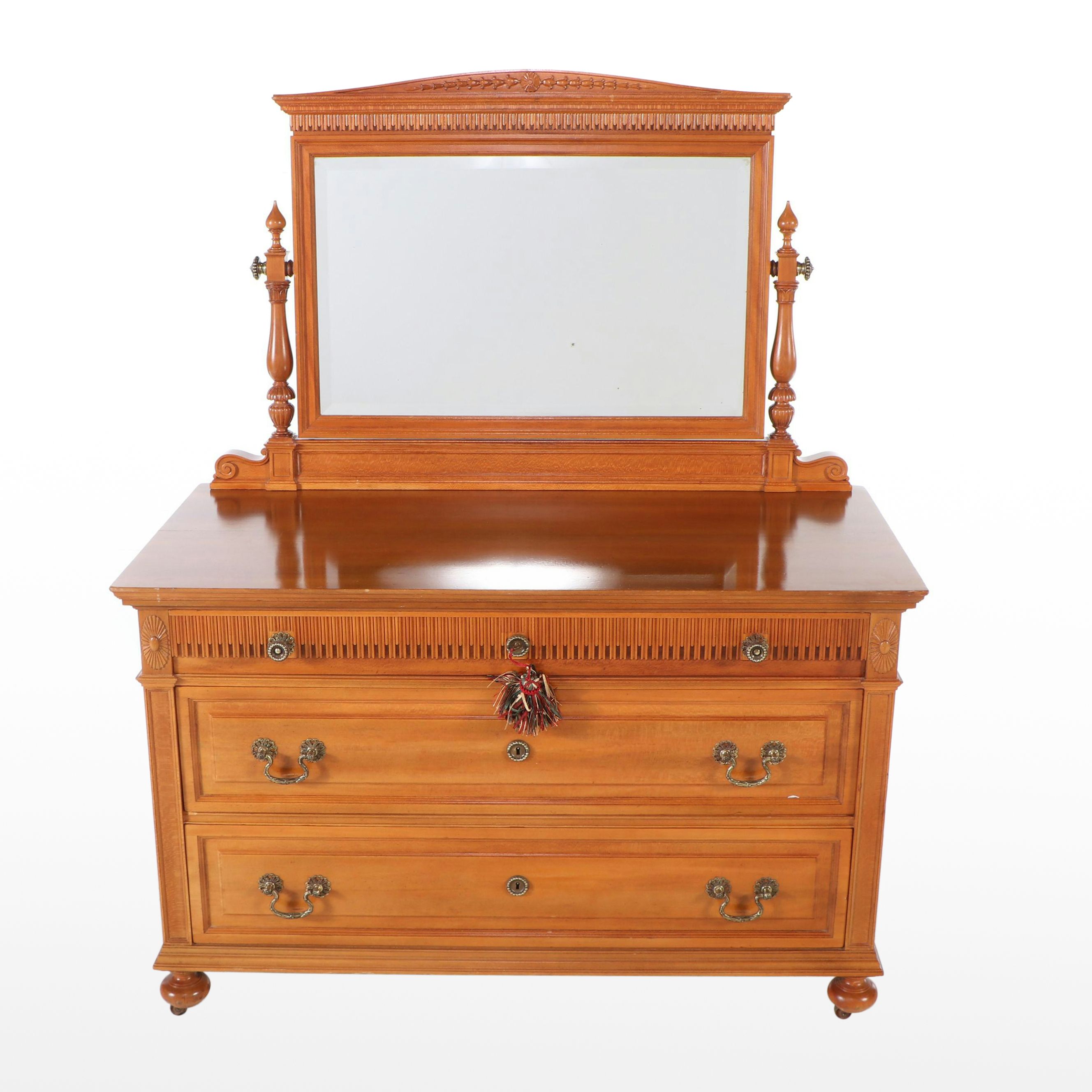 Edwardian Sycamore Two-Drawer Dresser, Early 20th Century