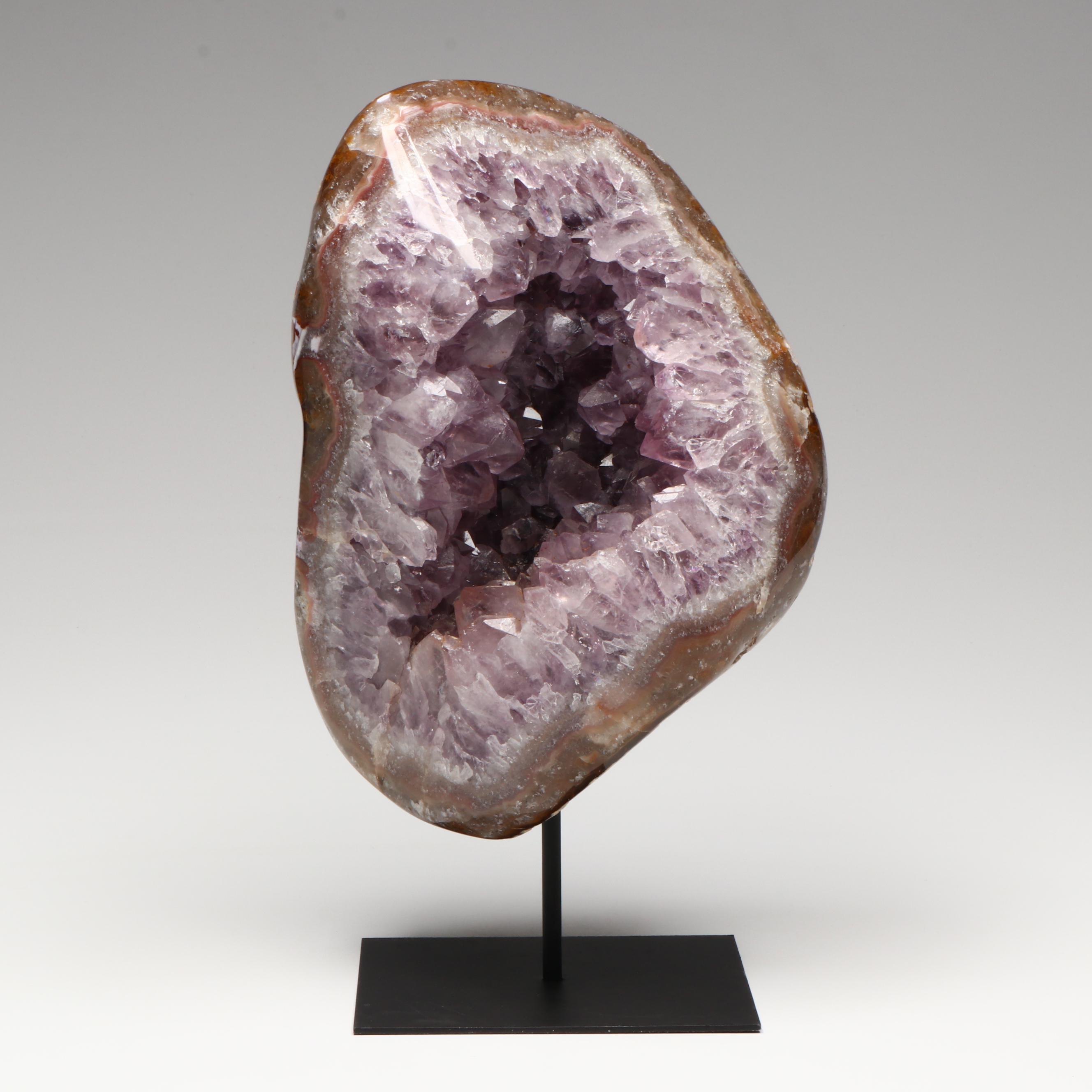 Amethyst Specimen on Modern Metal Stand