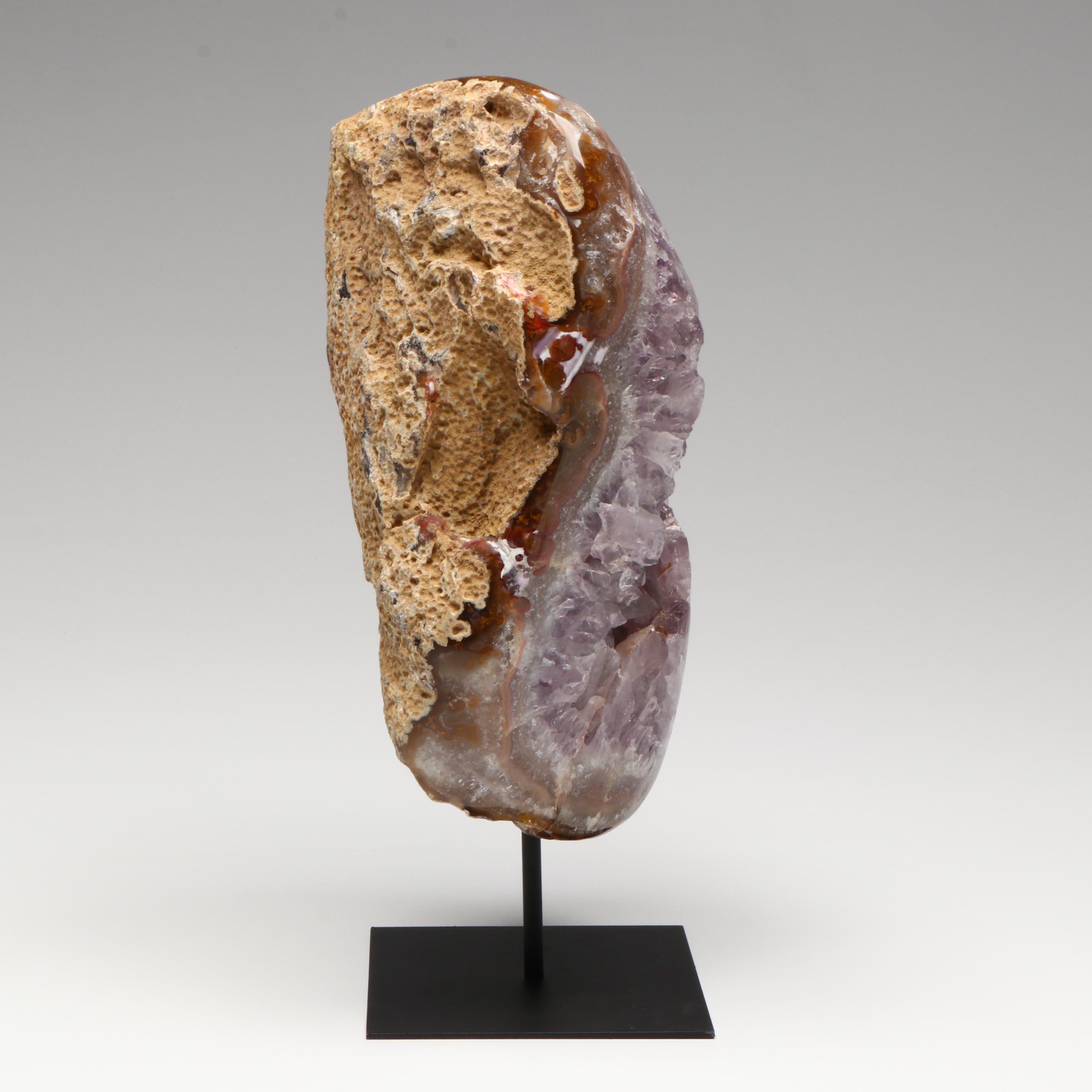 Amethyst Specimen on Modern Metal Stand
