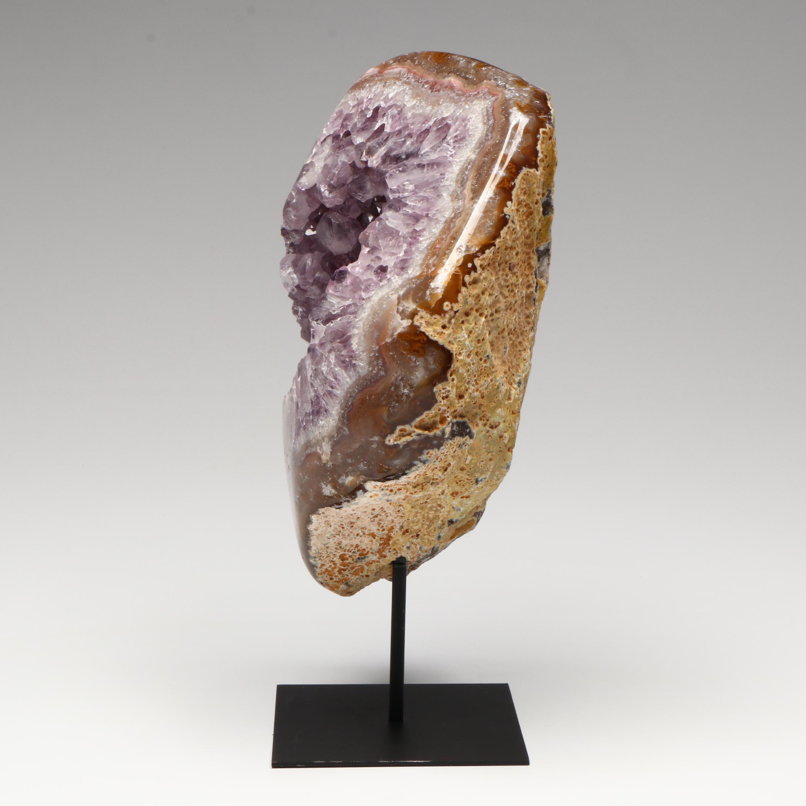 Amethyst Specimen on Modern Metal Stand