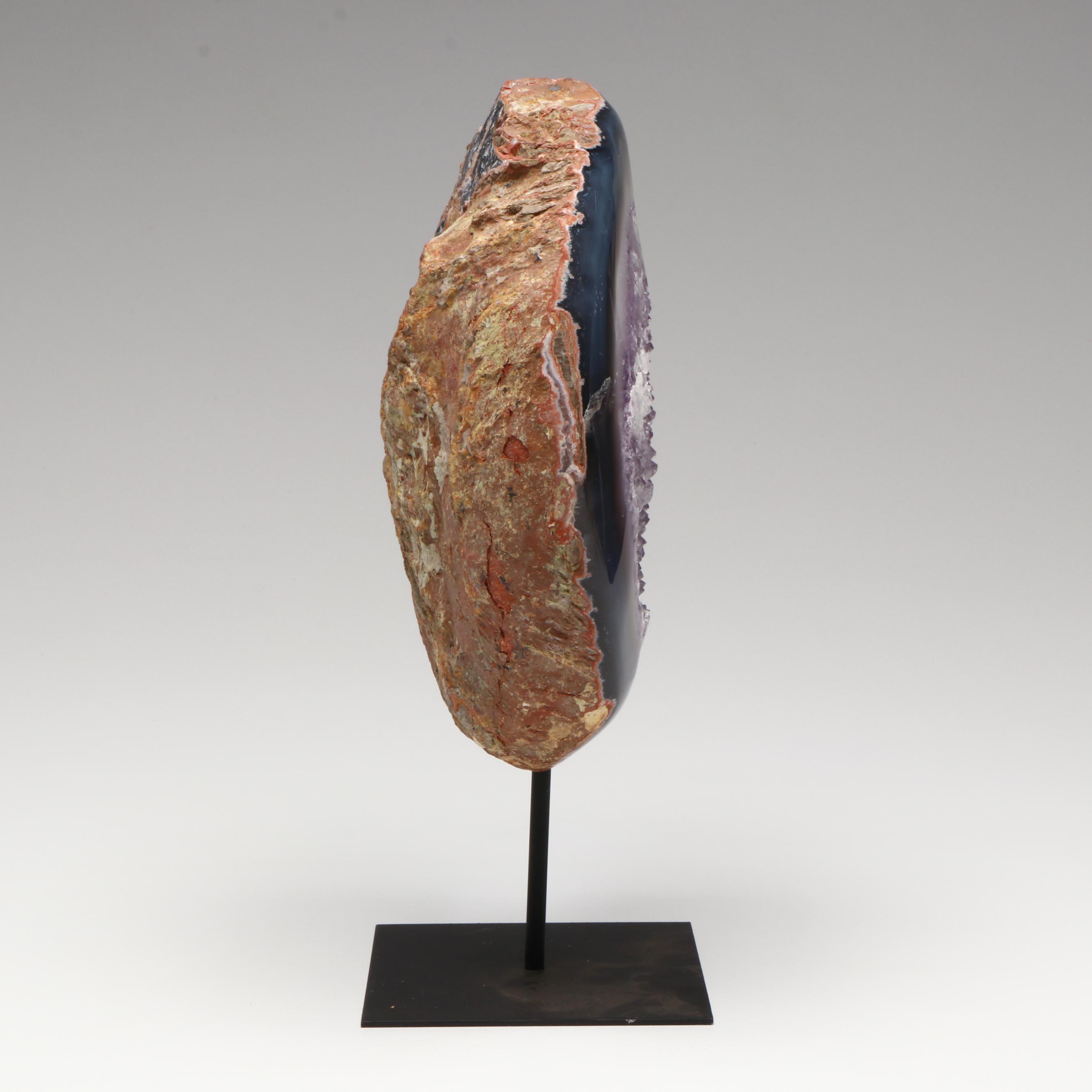 Amethyst Specimen on Modern Metal Stand