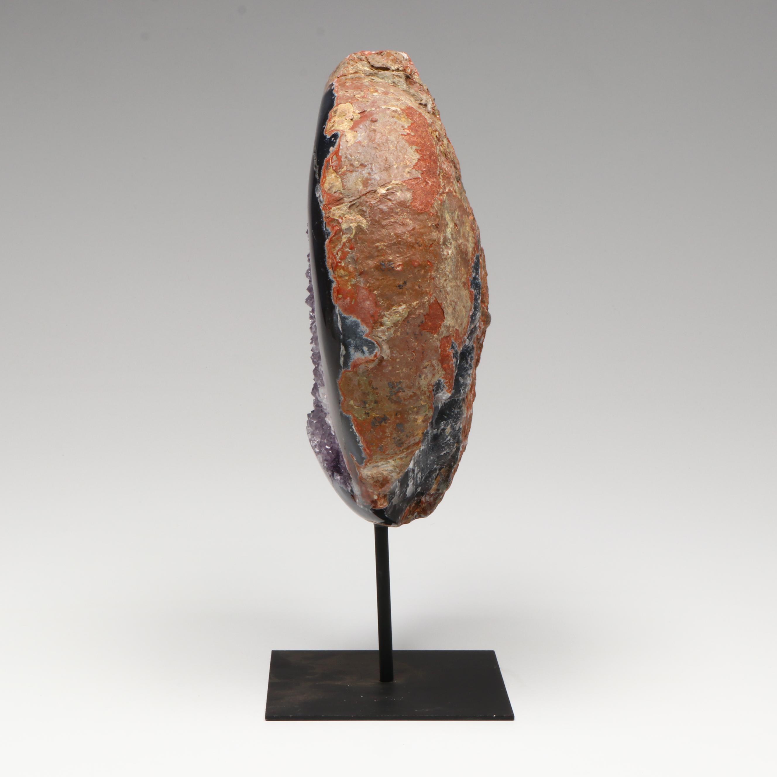 Amethyst Specimen on Modern Metal Stand