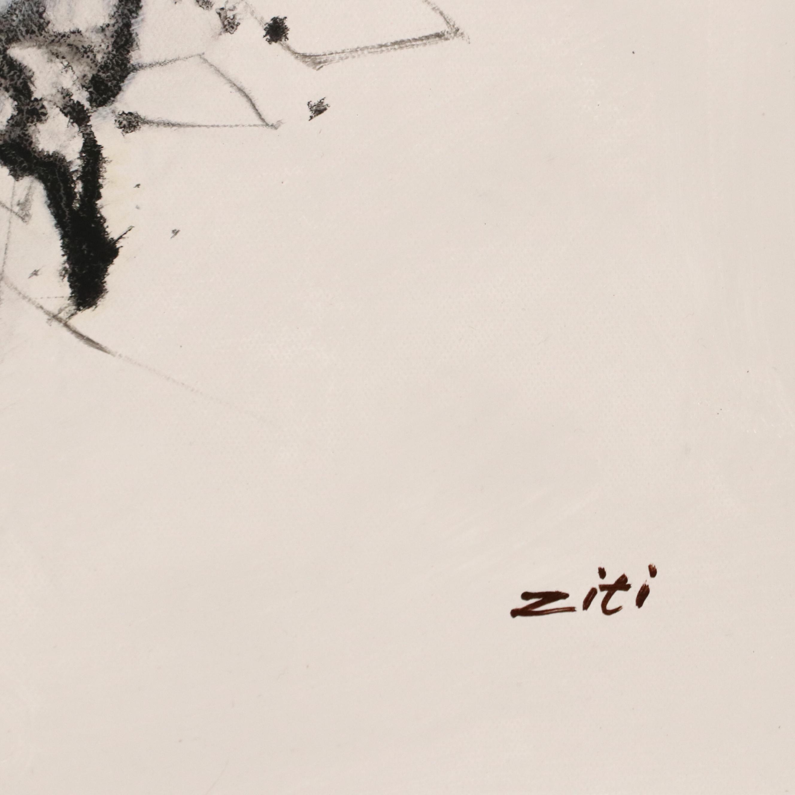 Ziti Stylized Figural Oil Painting, 21st Century