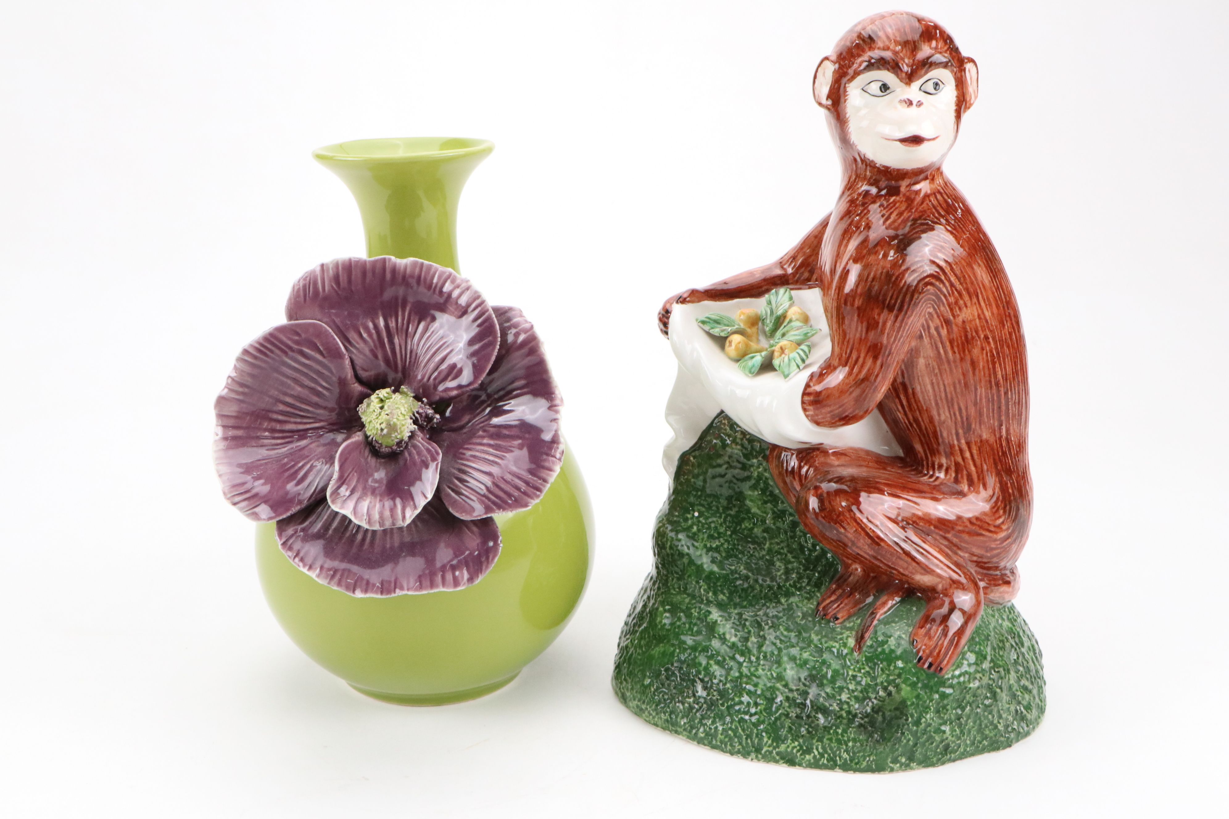 Anthropologie "Rose of Sharon" Vase with Parrot Figurines and More Ceramics