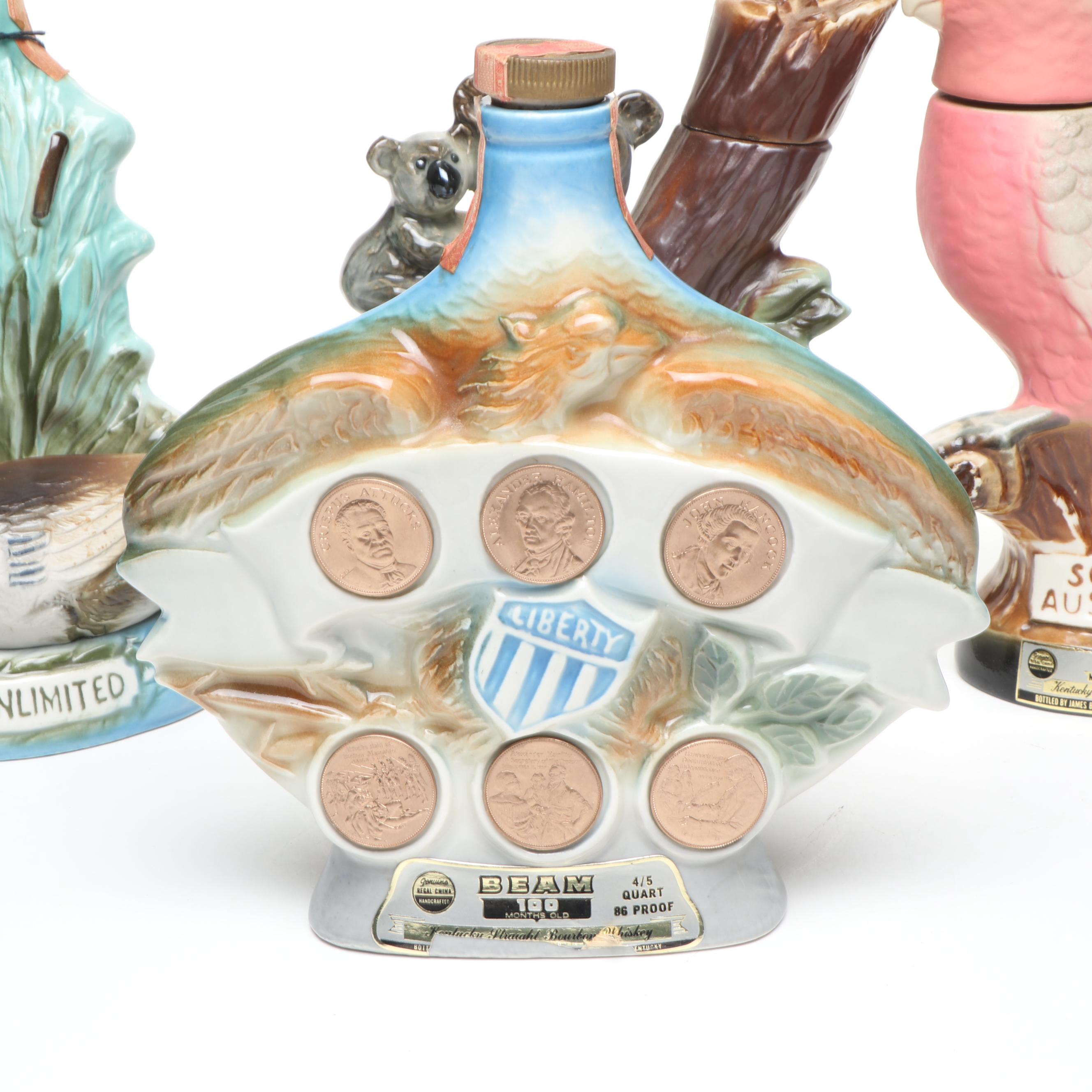 Jim Beam Ceramic Whiskey Decanters, 1970s