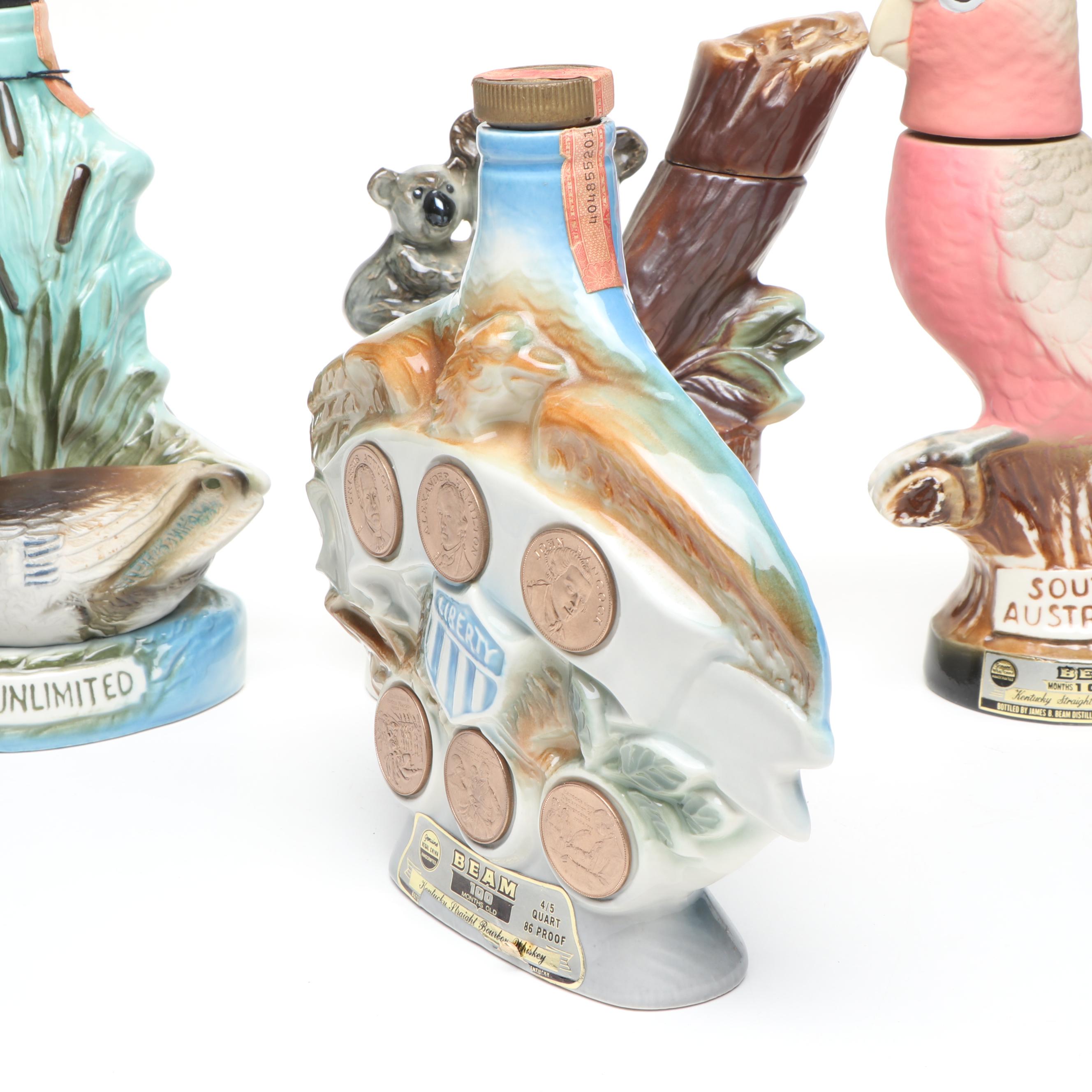 Jim Beam Ceramic Whiskey Decanters, 1970s