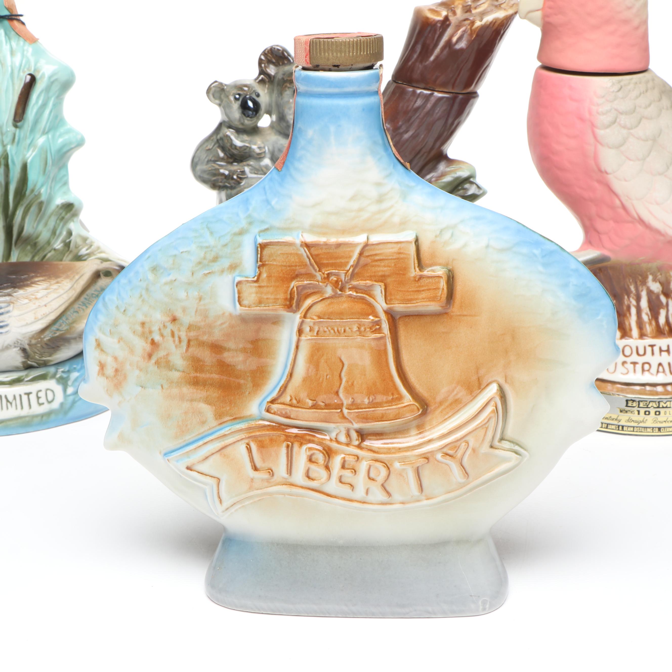 Jim Beam Ceramic Whiskey Decanters, 1970s