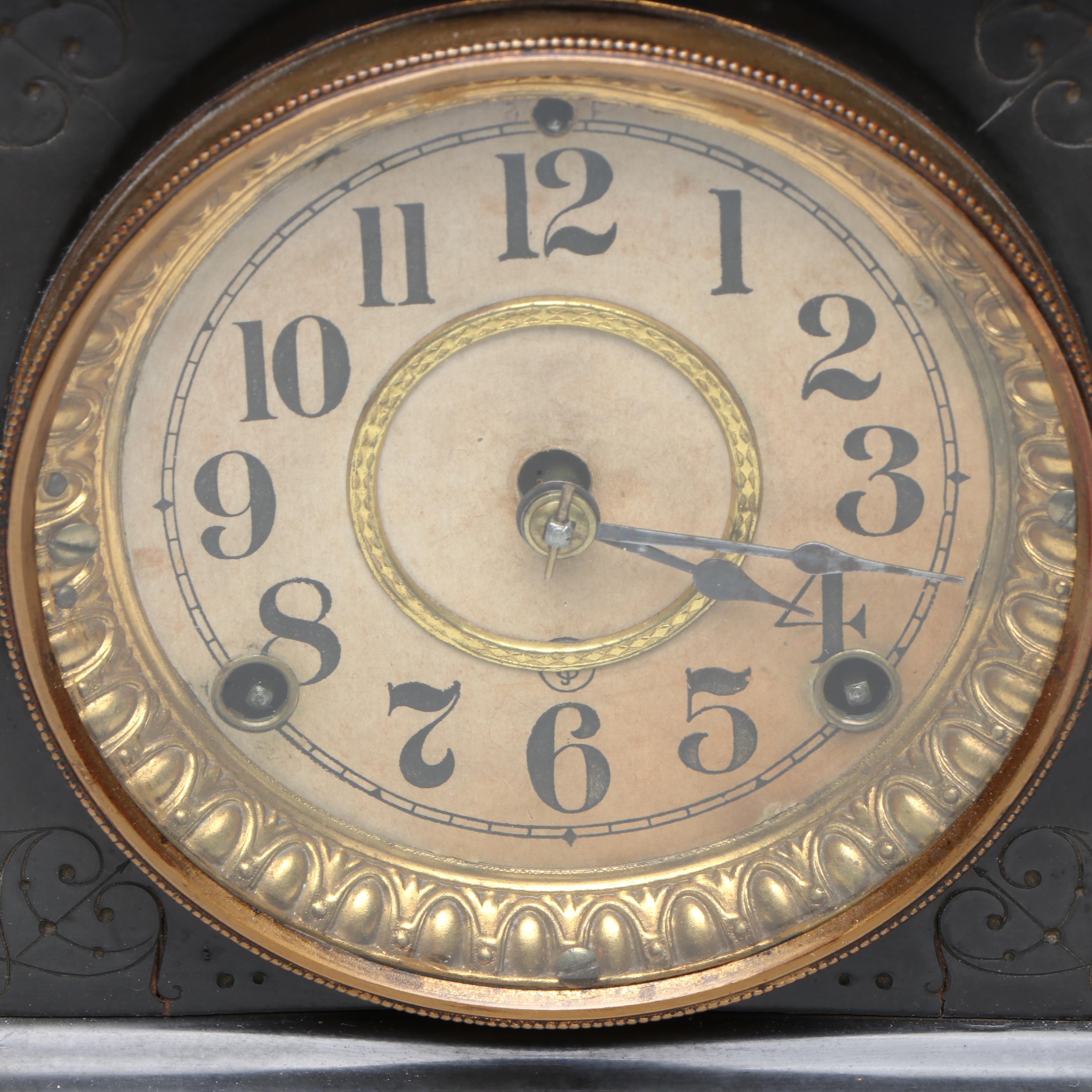 Seth Thomas Lion Head Adamantine Mantel Clock, Late 19th/Early 20th Century