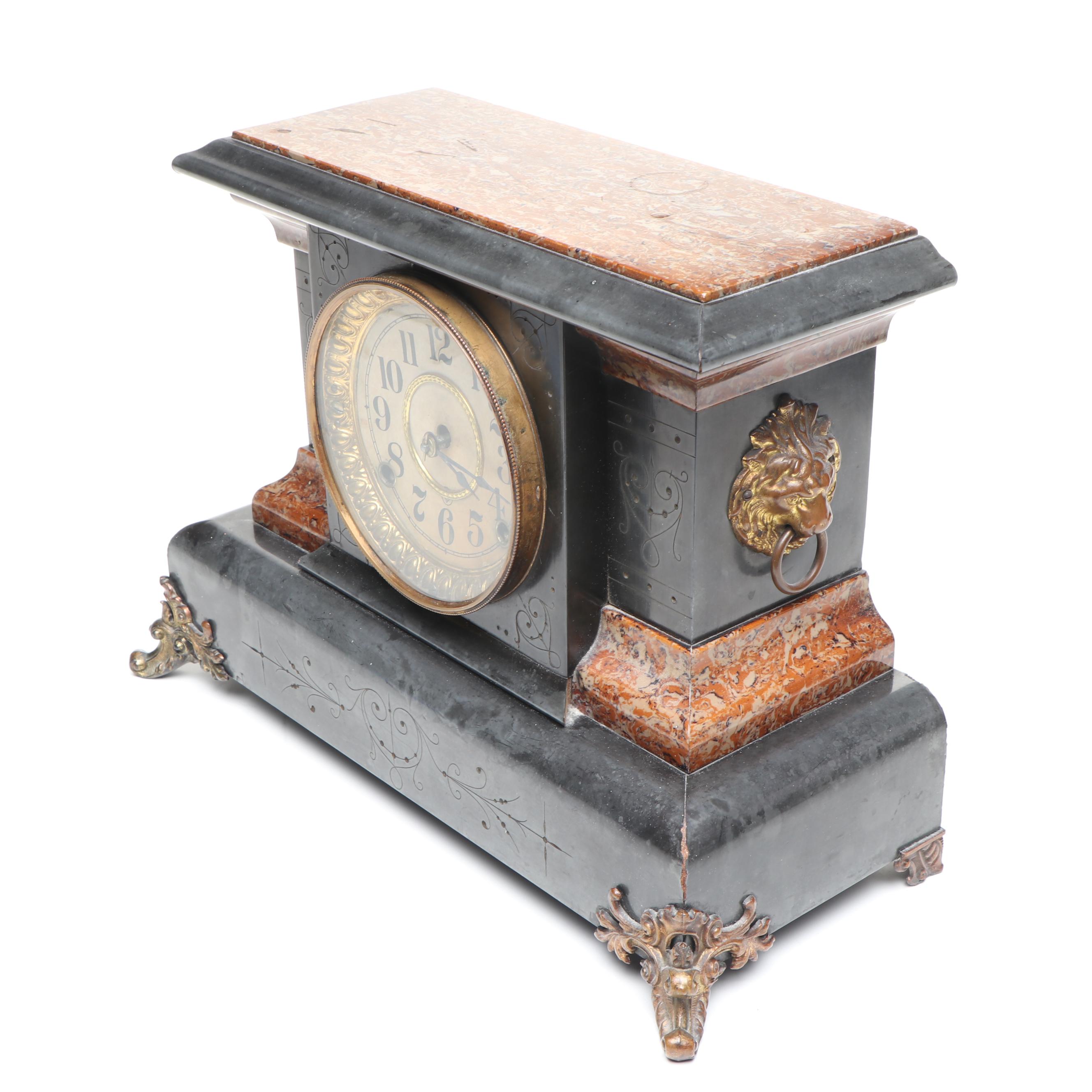Seth Thomas Lion Head Adamantine Mantel Clock, Late 19th/Early 20th Century