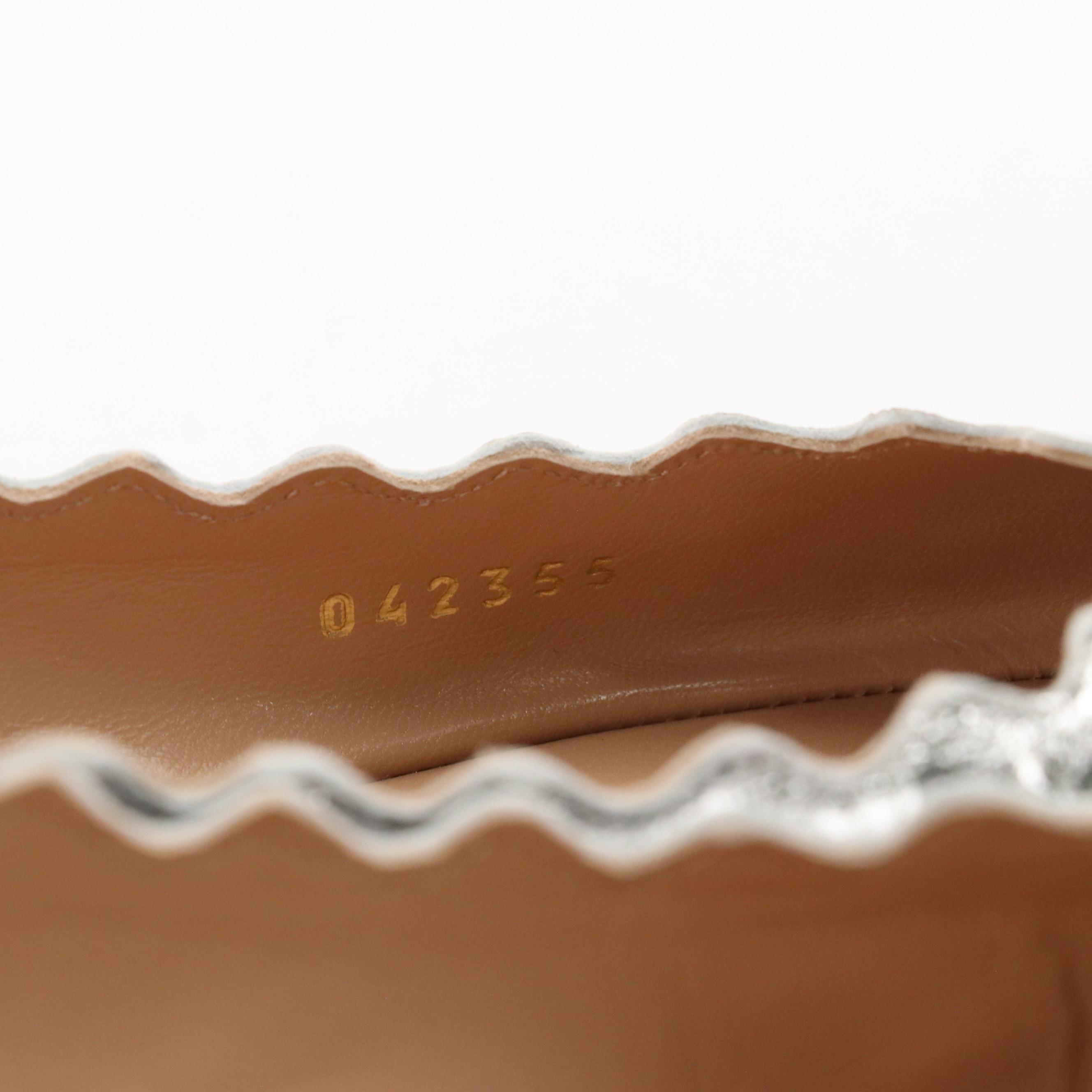 Chloé "Lauren" Ballerina Flats in Silver Metallic Leather, With Box