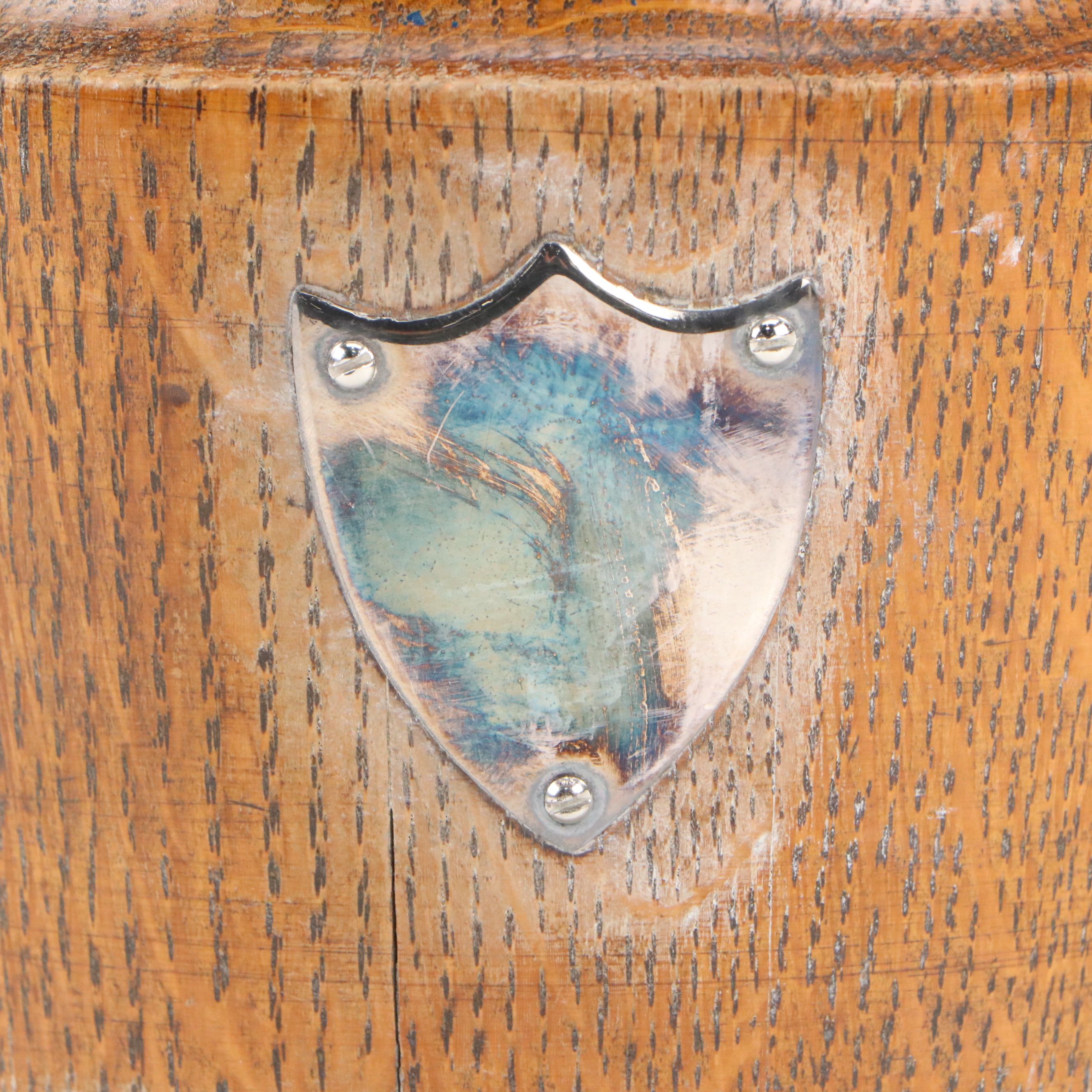 English Oak and Silver Plate Biscuit Barrel / Ice Bucket