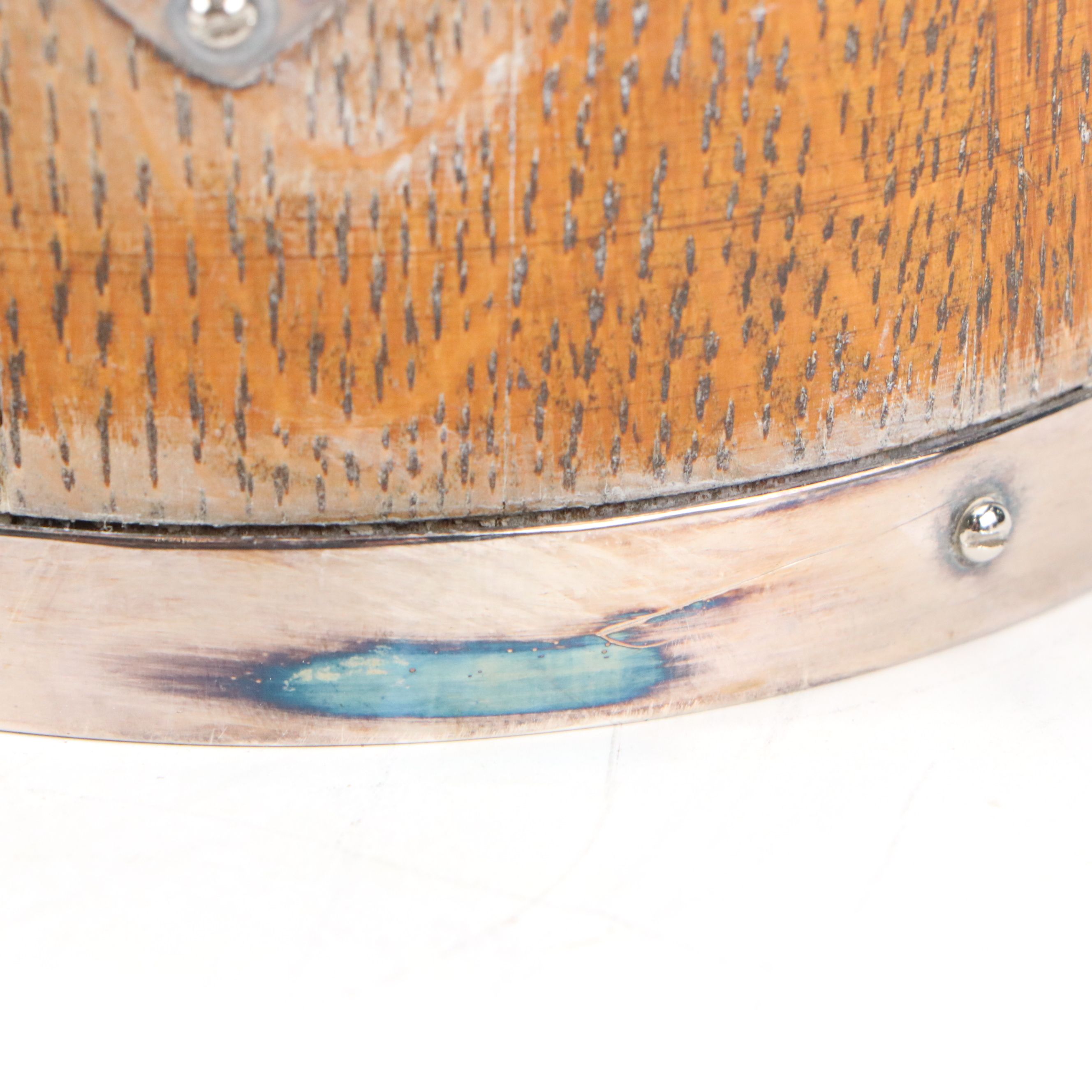 English Oak and Silver Plate Biscuit Barrel / Ice Bucket