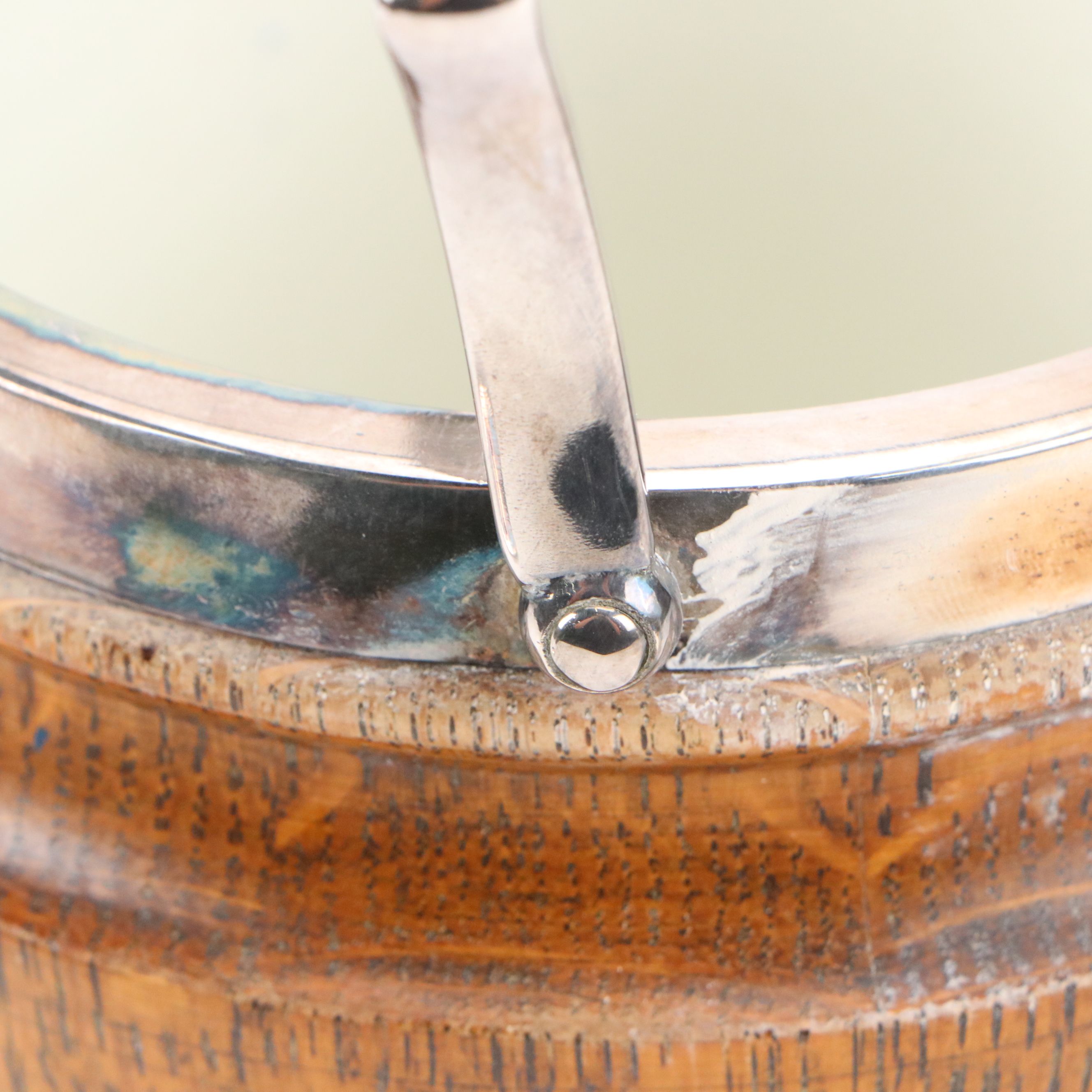 English Oak and Silver Plate Biscuit Barrel / Ice Bucket