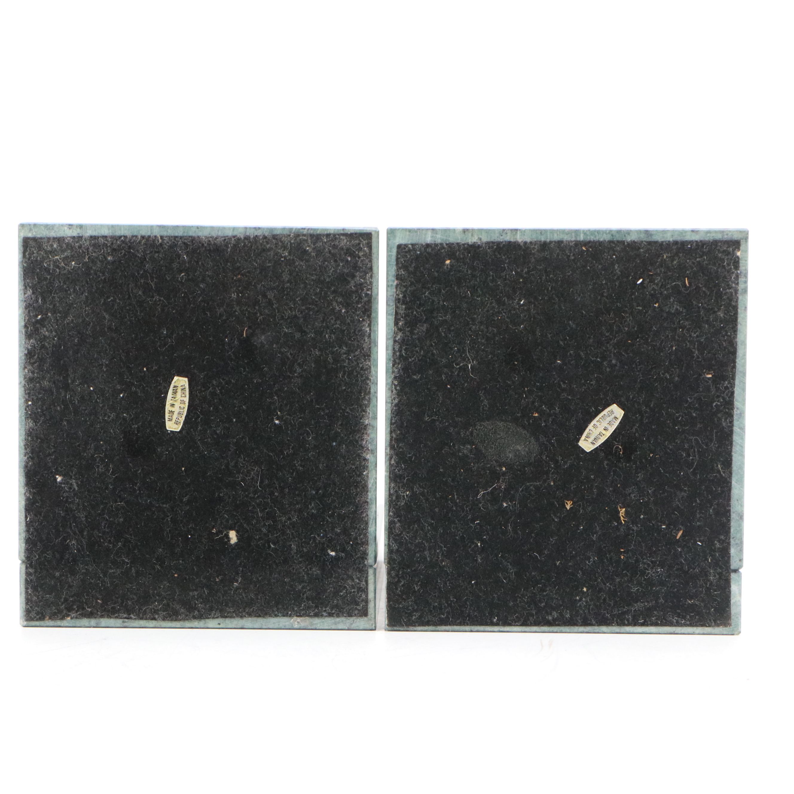 Green Marble and Brass Sailboat Bookends with Globe Bookends