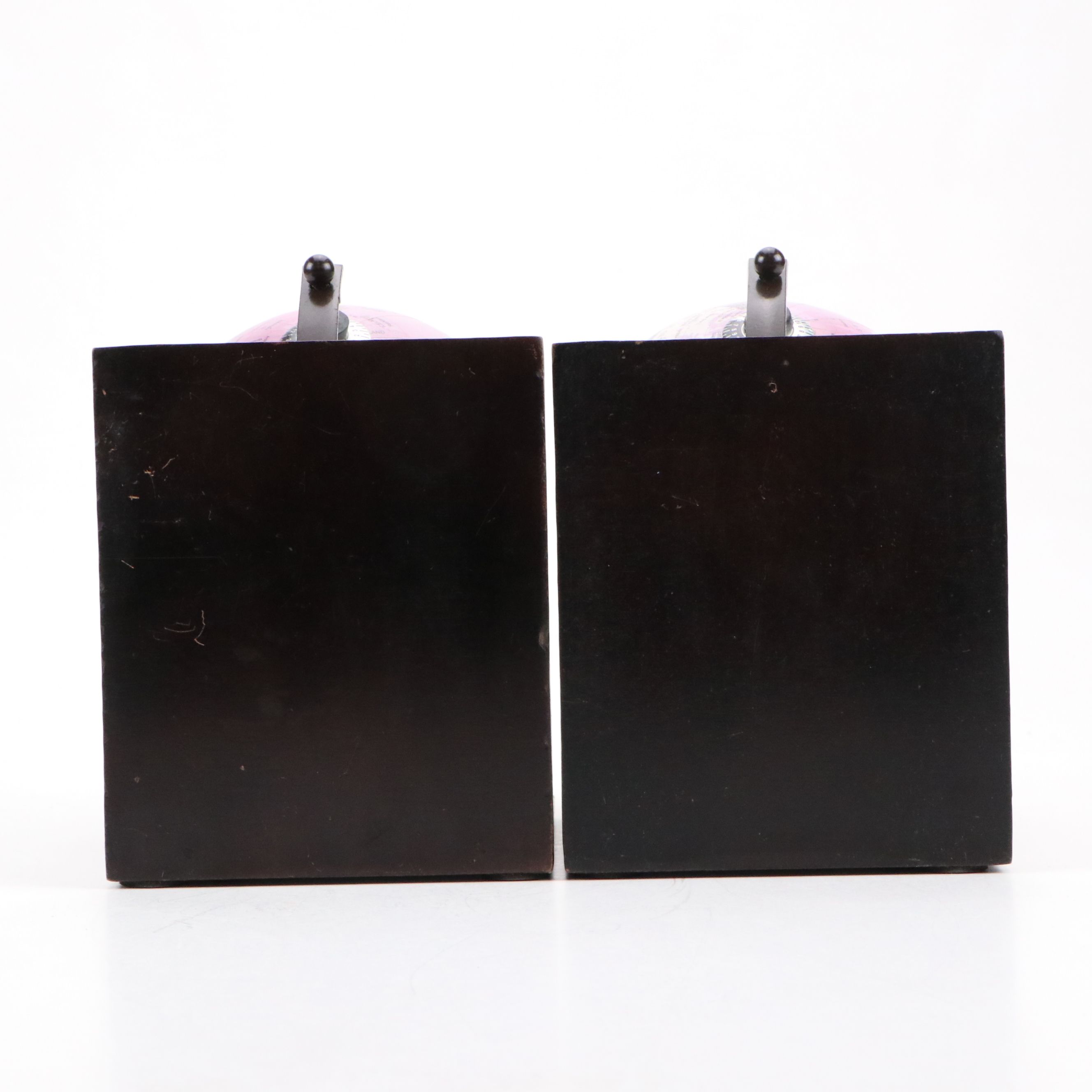 Green Marble and Brass Sailboat Bookends with Globe Bookends