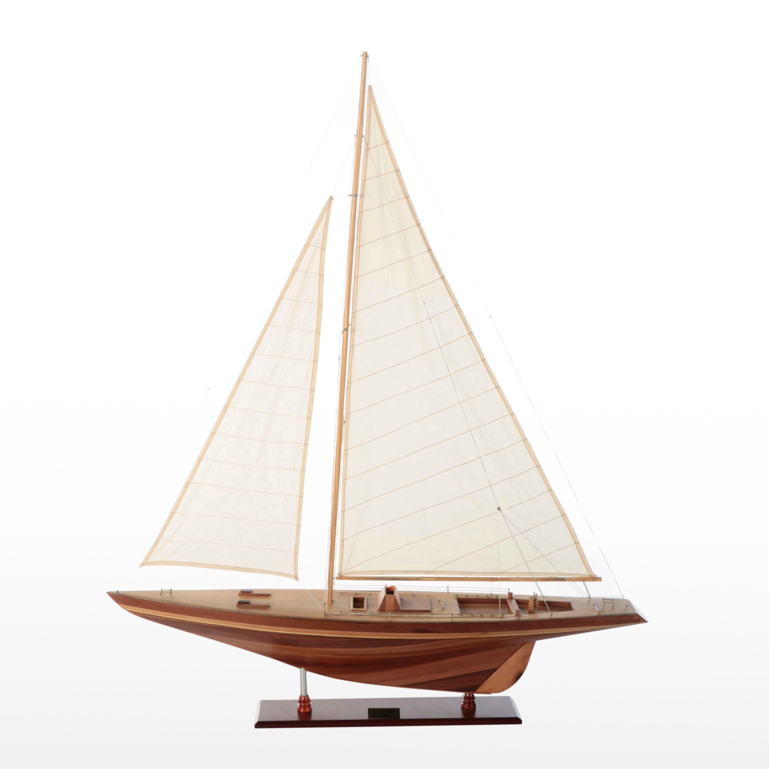"Columbia" Wooden Model Sailboat of America's Cup 1958 Winner