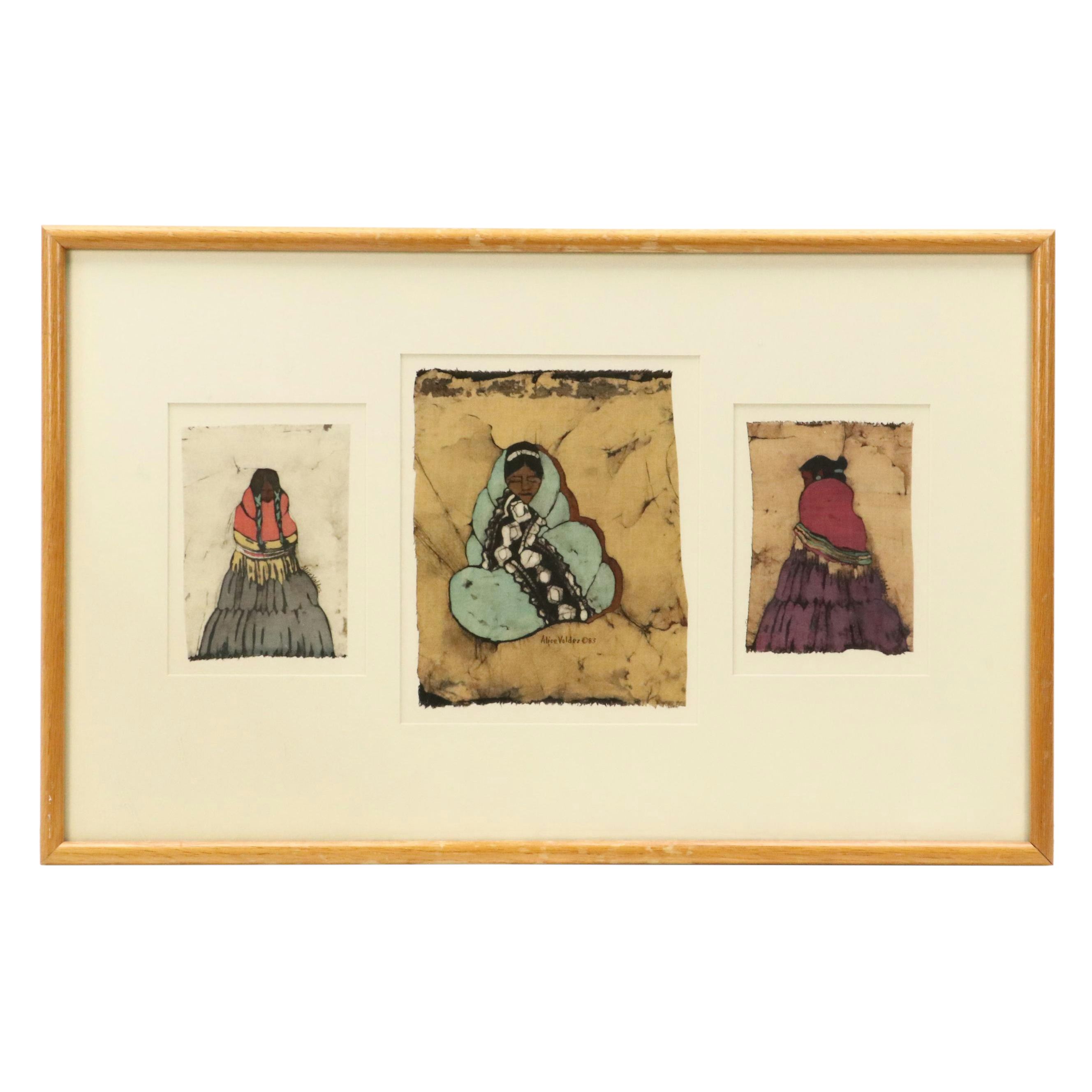 Alice Valdez Batik Portraits of Native American Women, 1983