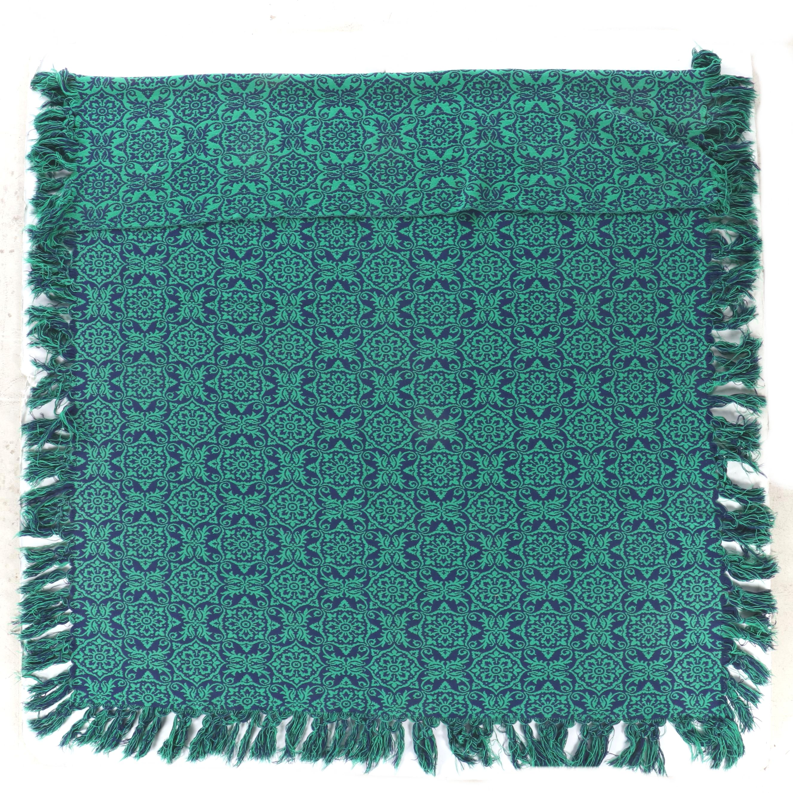 Handwoven Woolen Green & Navy Reversible Blanket Throw