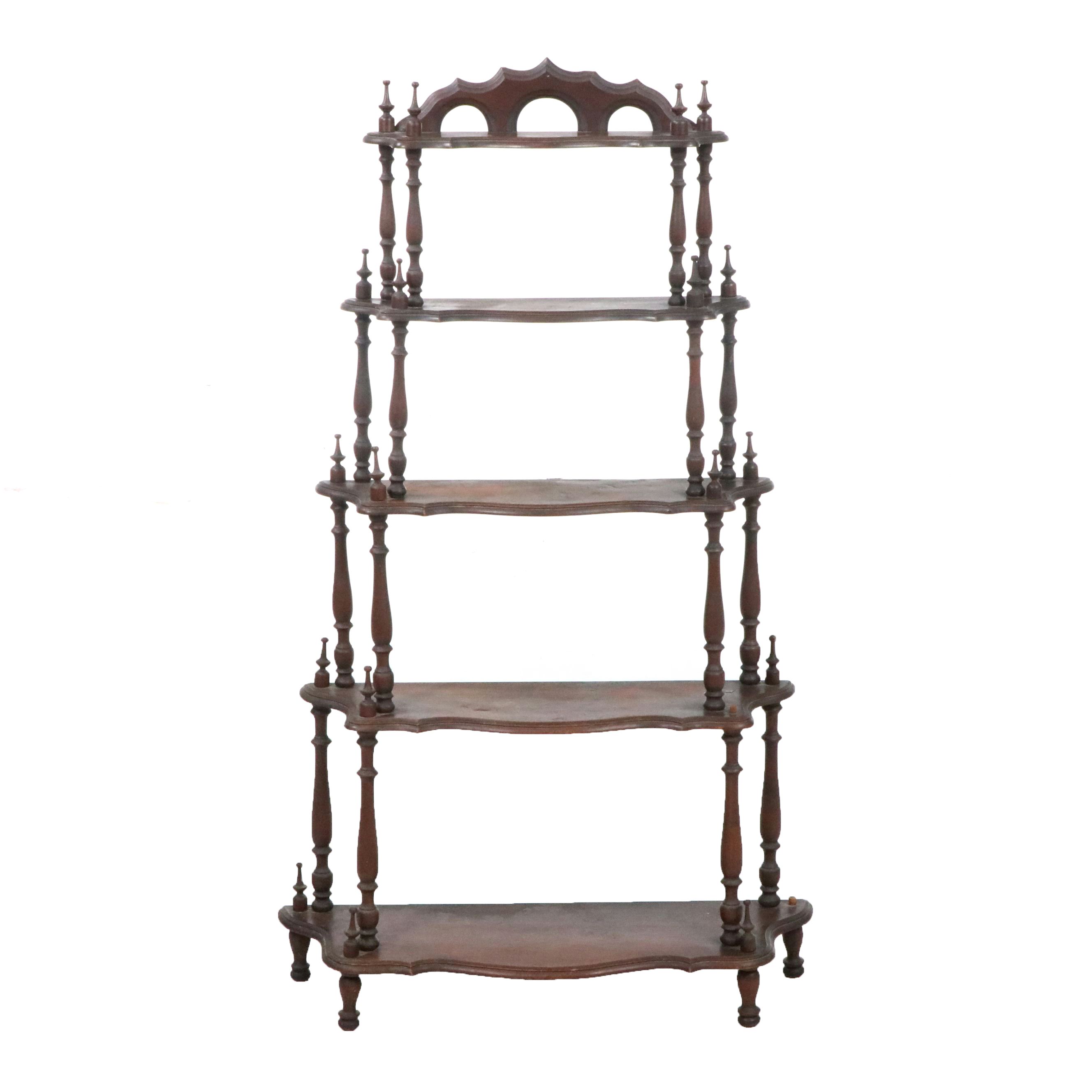Victorian Five-Tiered Walnut Étagère