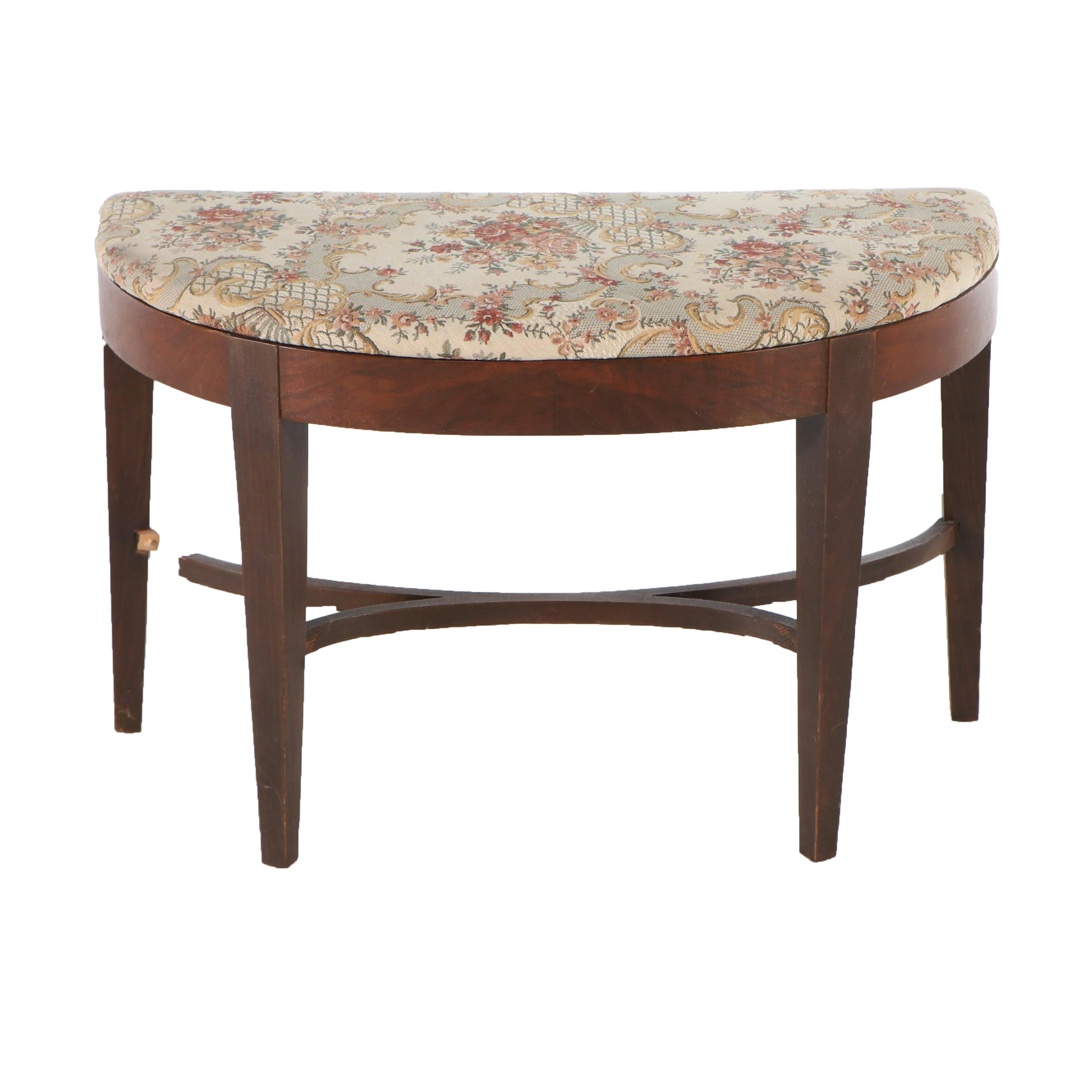 Vintage Demilune Upholstered Bench