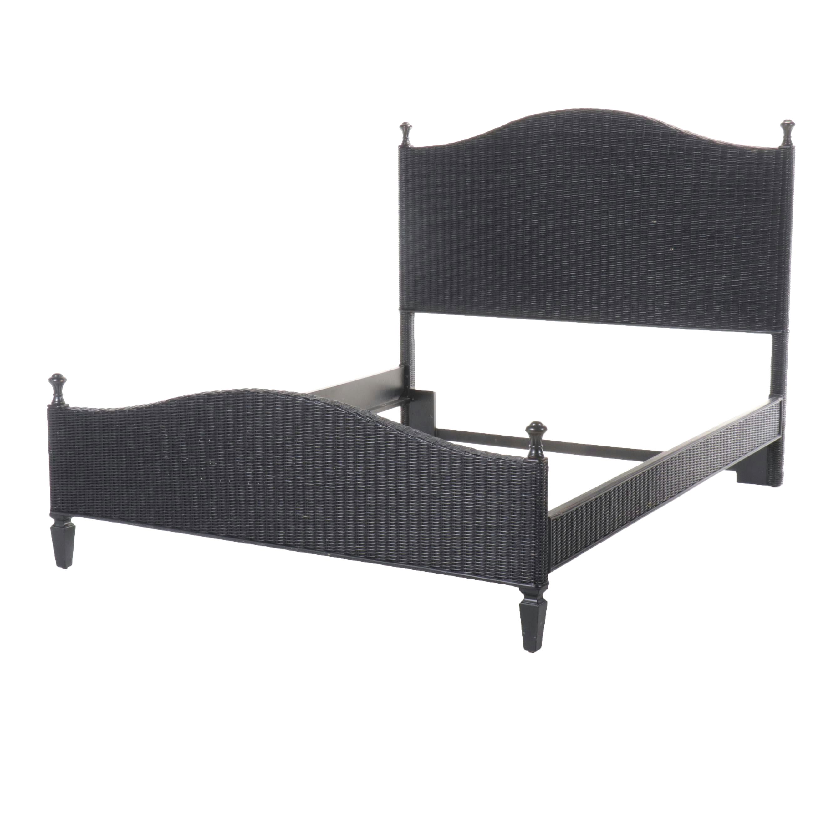 Stanley Furniture Company Queen-Sized Black Wicker Bed Frame