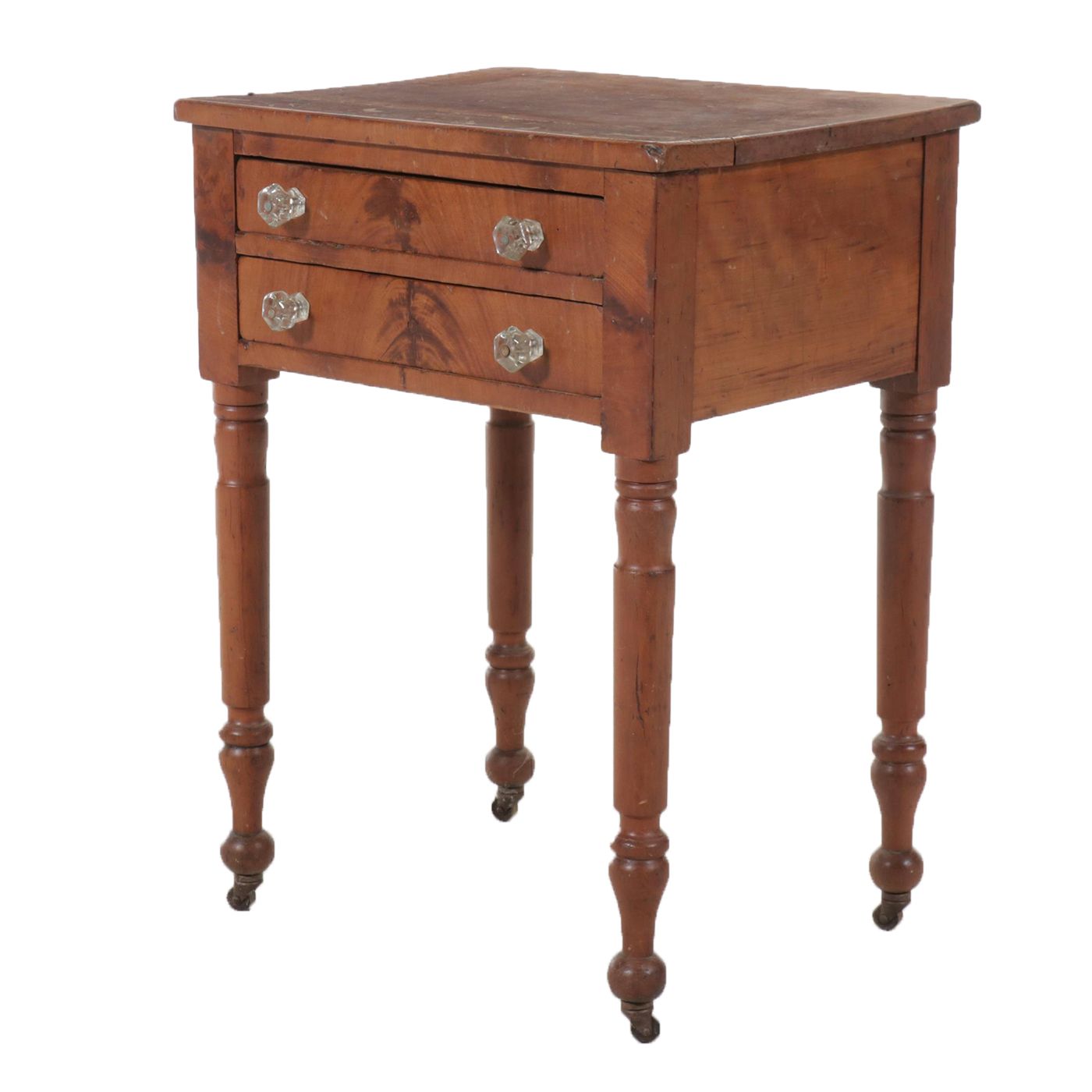 Sheraton Style Walnut Two-Drawer Stand, 19th Century