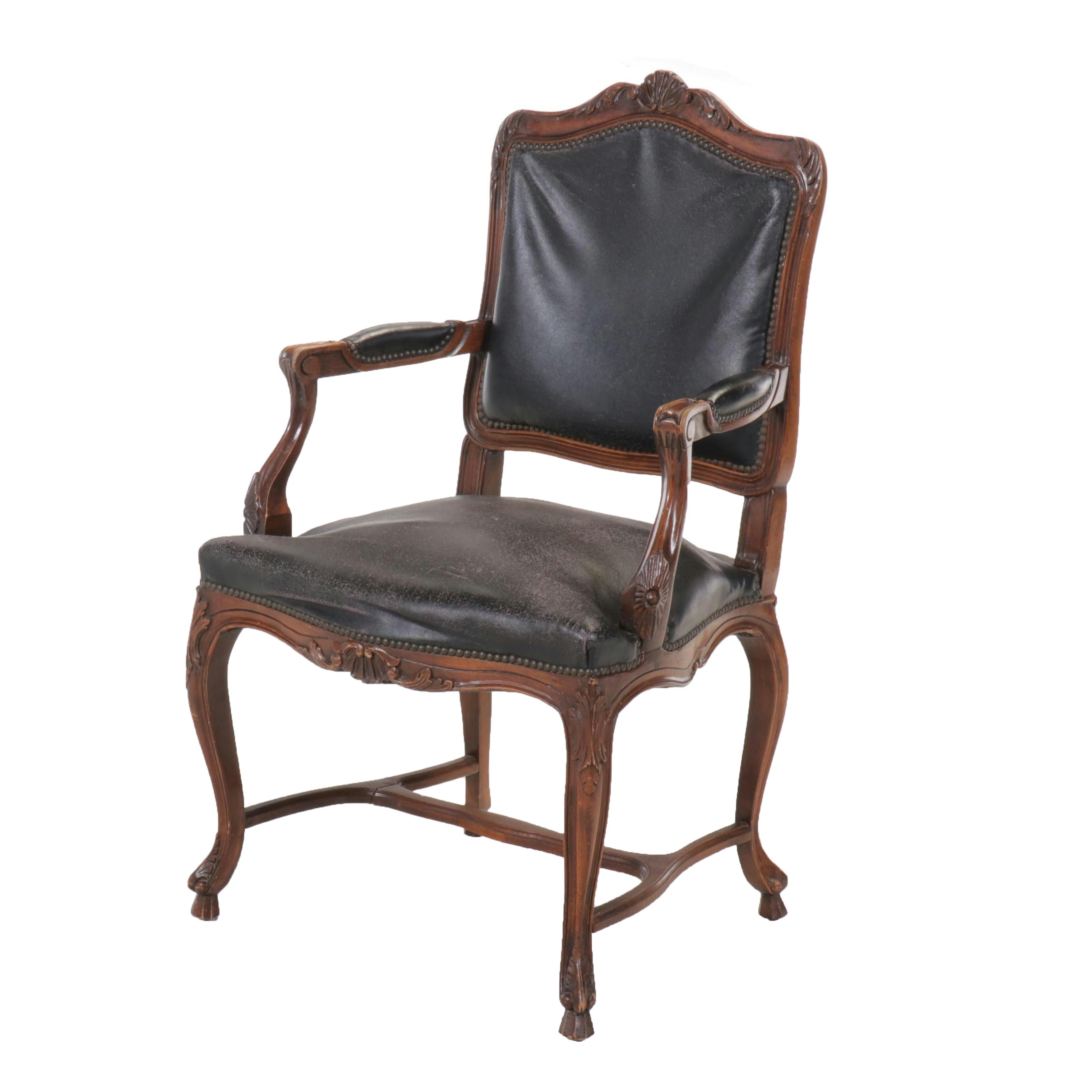 Louis XV Style Faux Leather Fauteuil
