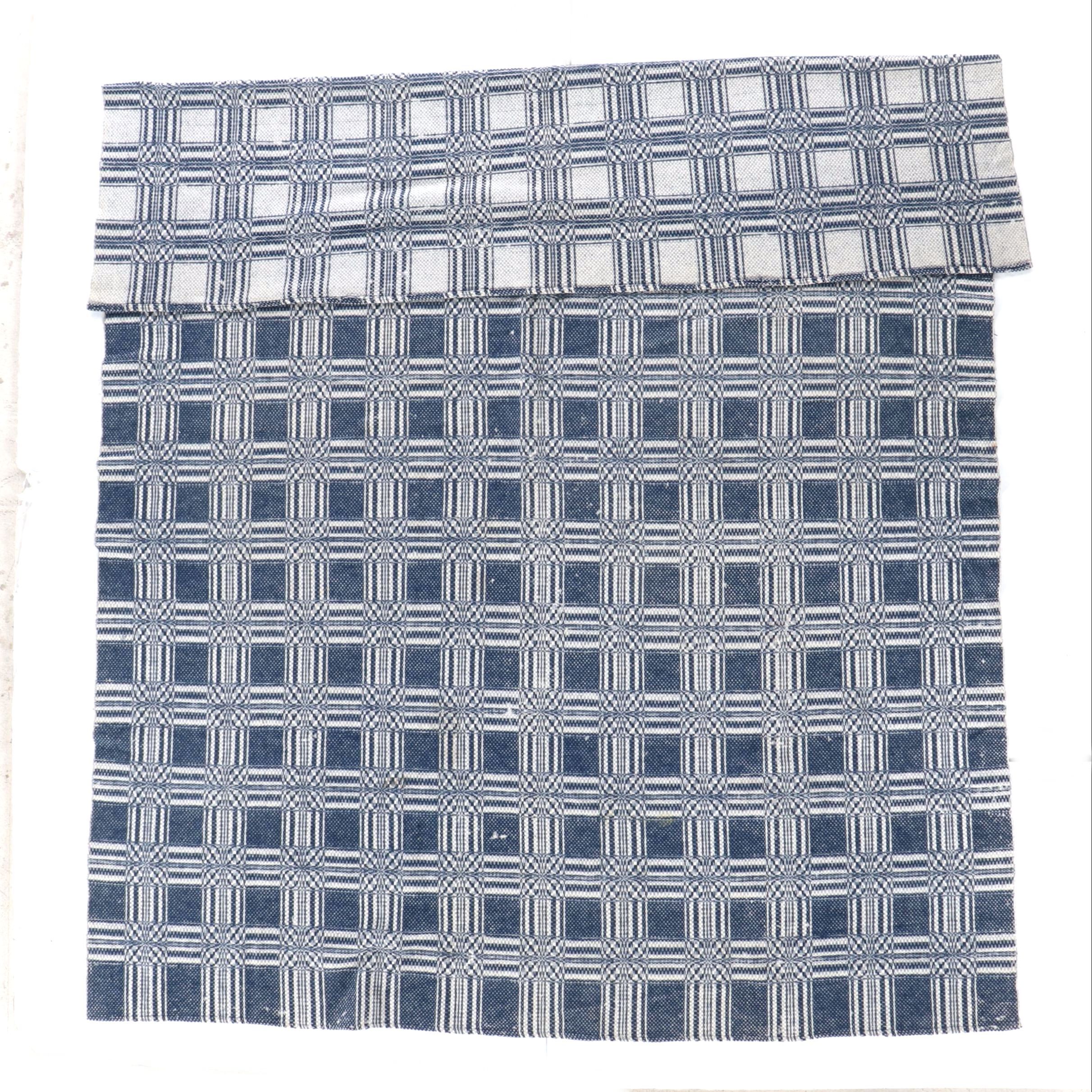 American Jacquard-Woven Geometric Overshot Coverlet