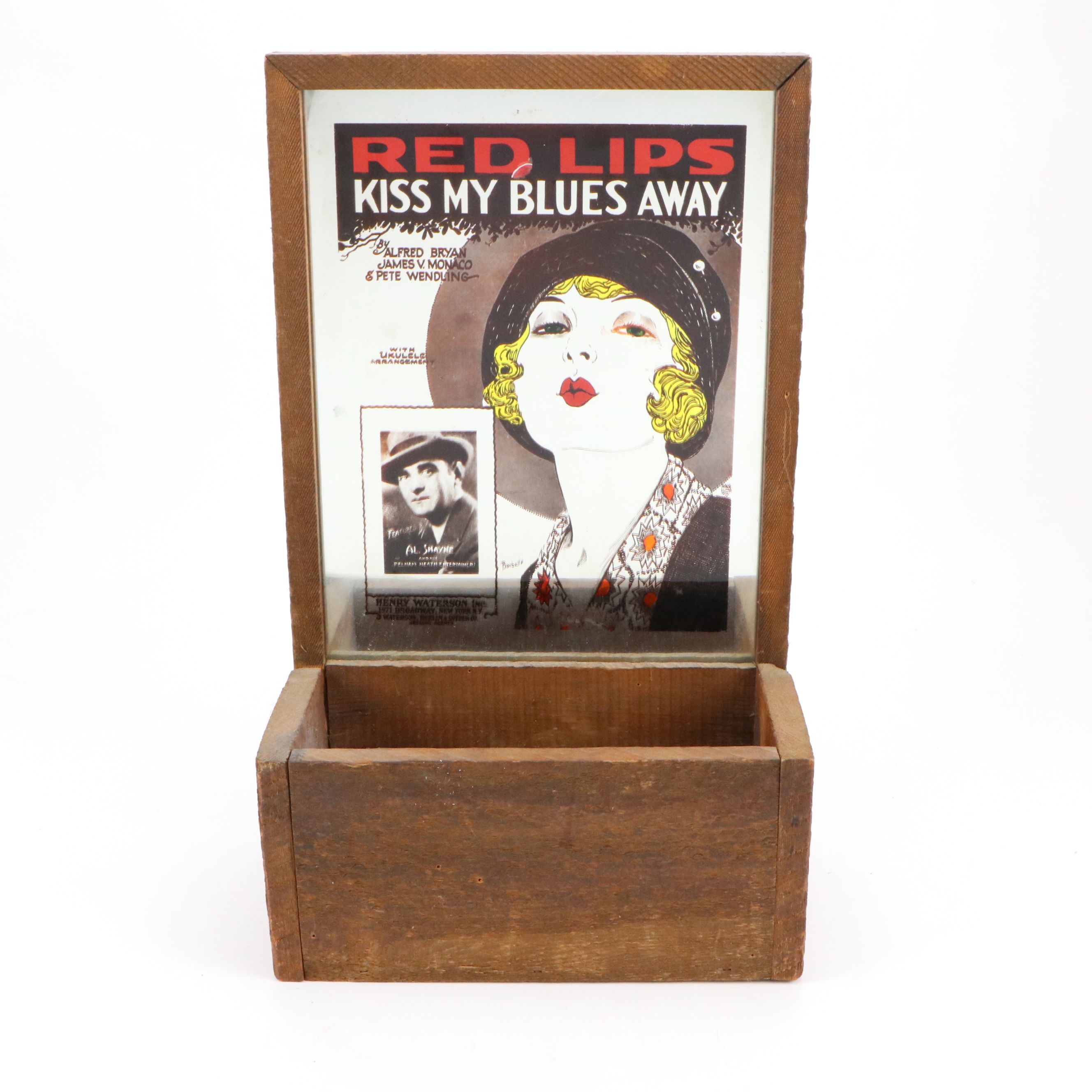 Lucid Lines "Red Lips Kiss My Blues Away" Mirrored Wood Wall Planter