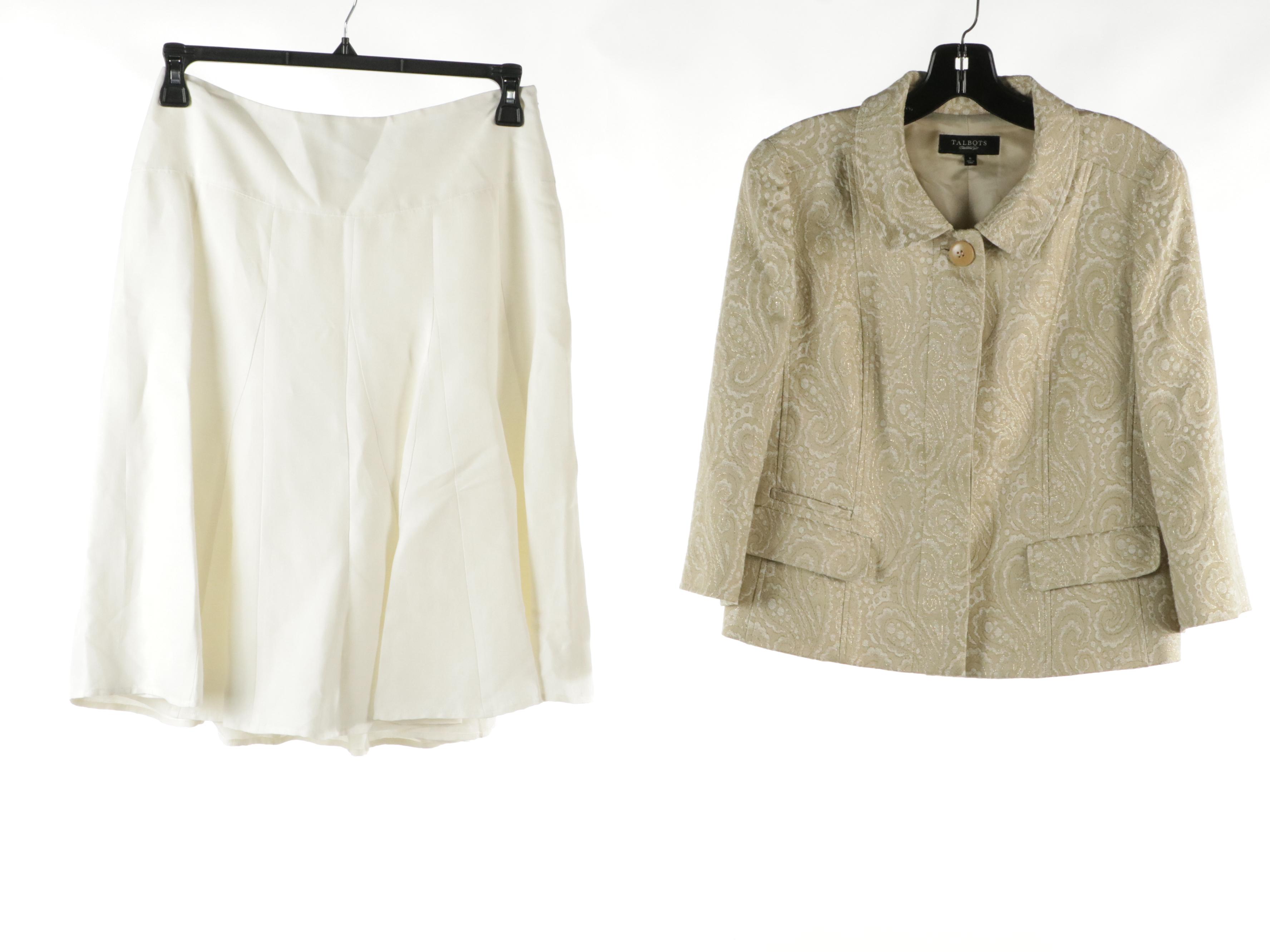 Ann Taylor Flared Skirt and Silk Lined Blouse with Talbots Blazer, Jacket & Tops