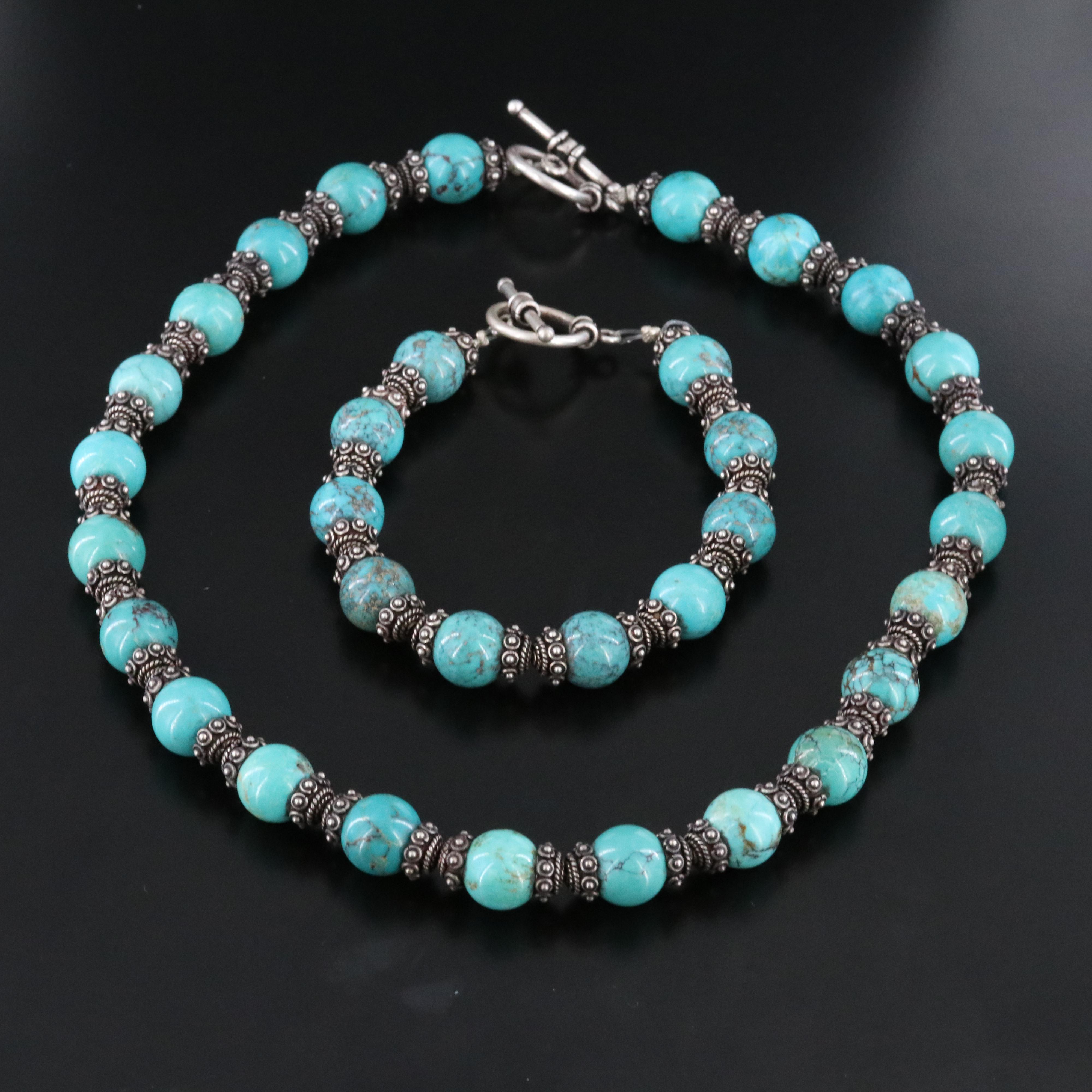 Turquoise Beaded Necklace and Bracelet