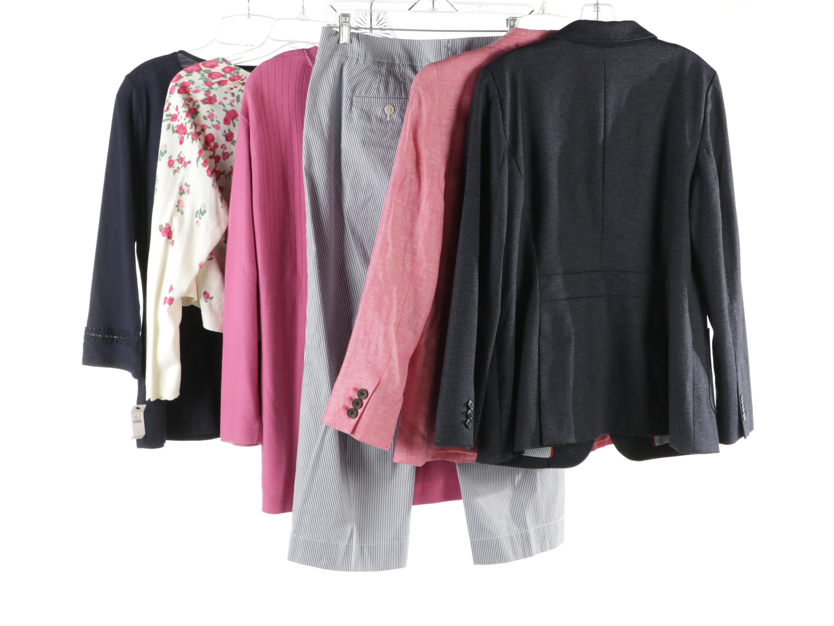 Talbots Pink Linen and Navy Blue Blazers, "Chelsea" Pants, Sweater and More
