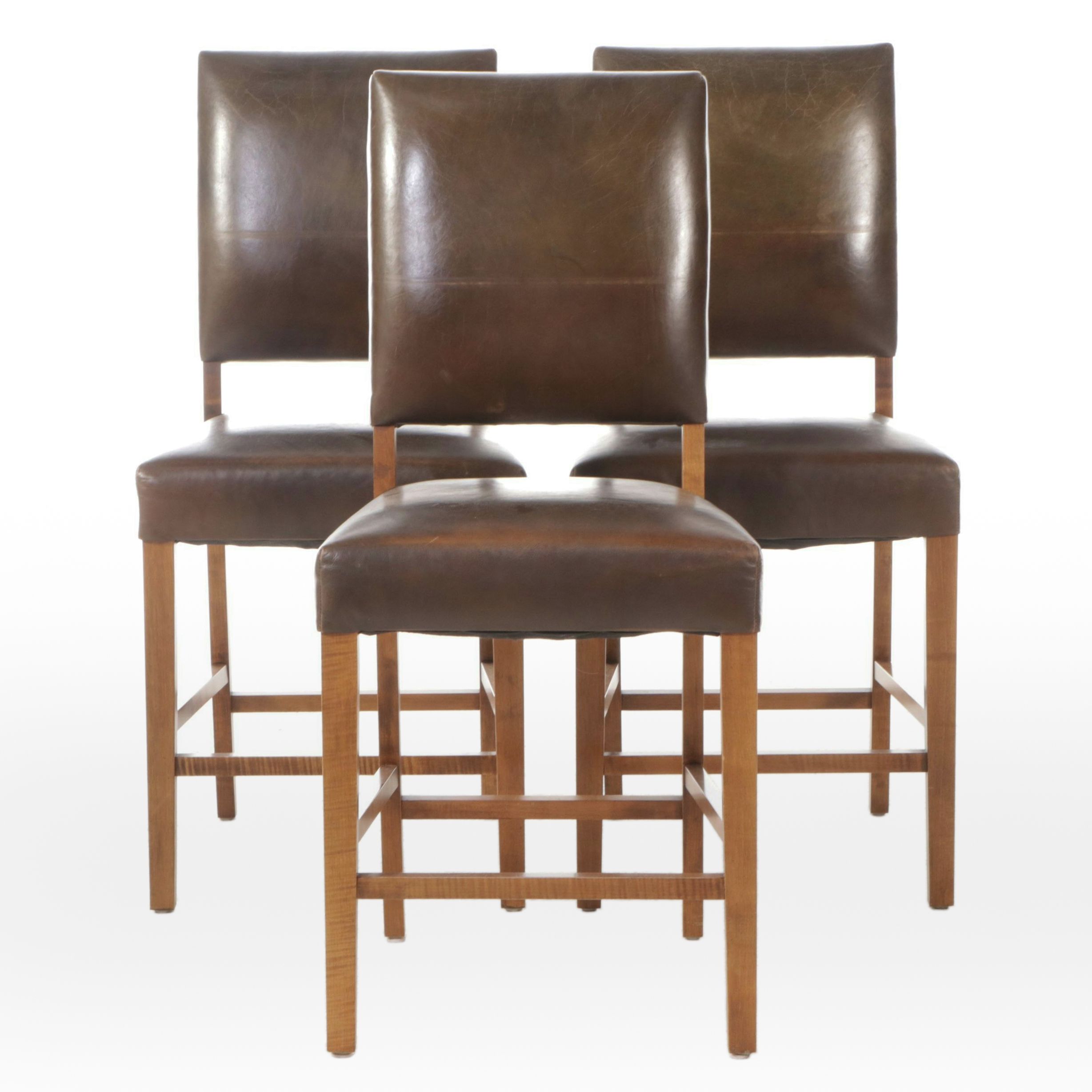Set of Three Counter-Height Chairs with Faux Leather Upholstery