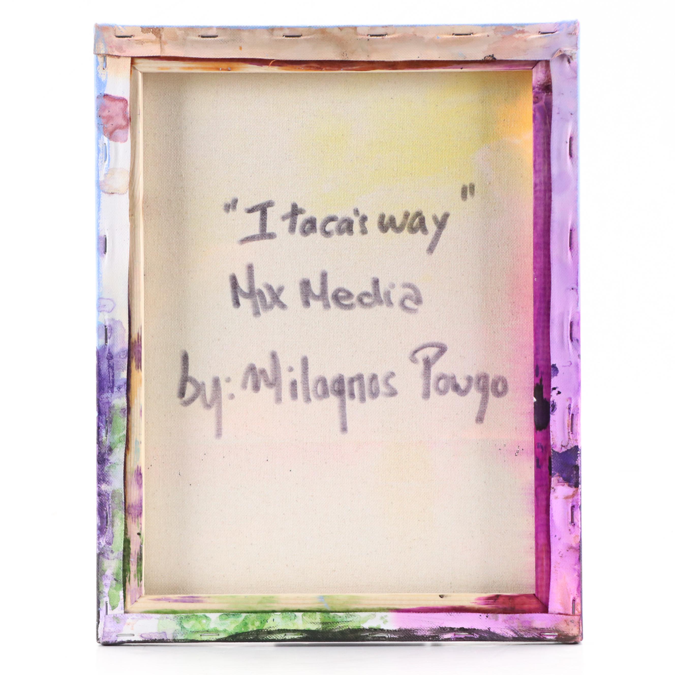 Milagros Pongo Mixed Media Painting "Itaca's Way," 21st Century