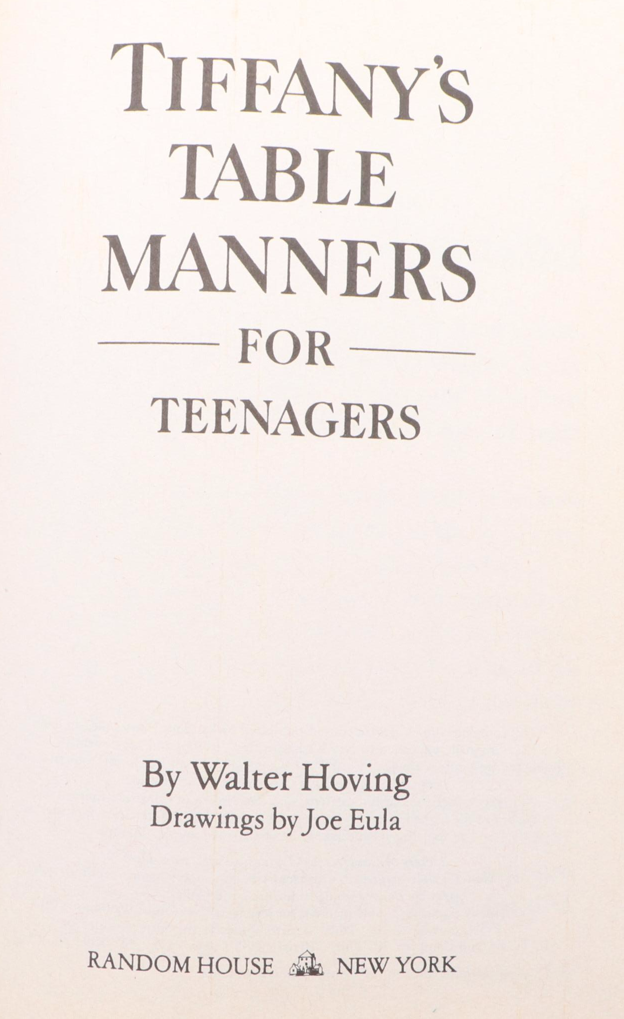 Illustrated "Tiffany's Table Manners for Teenagers" by Walter Hoving, 1989