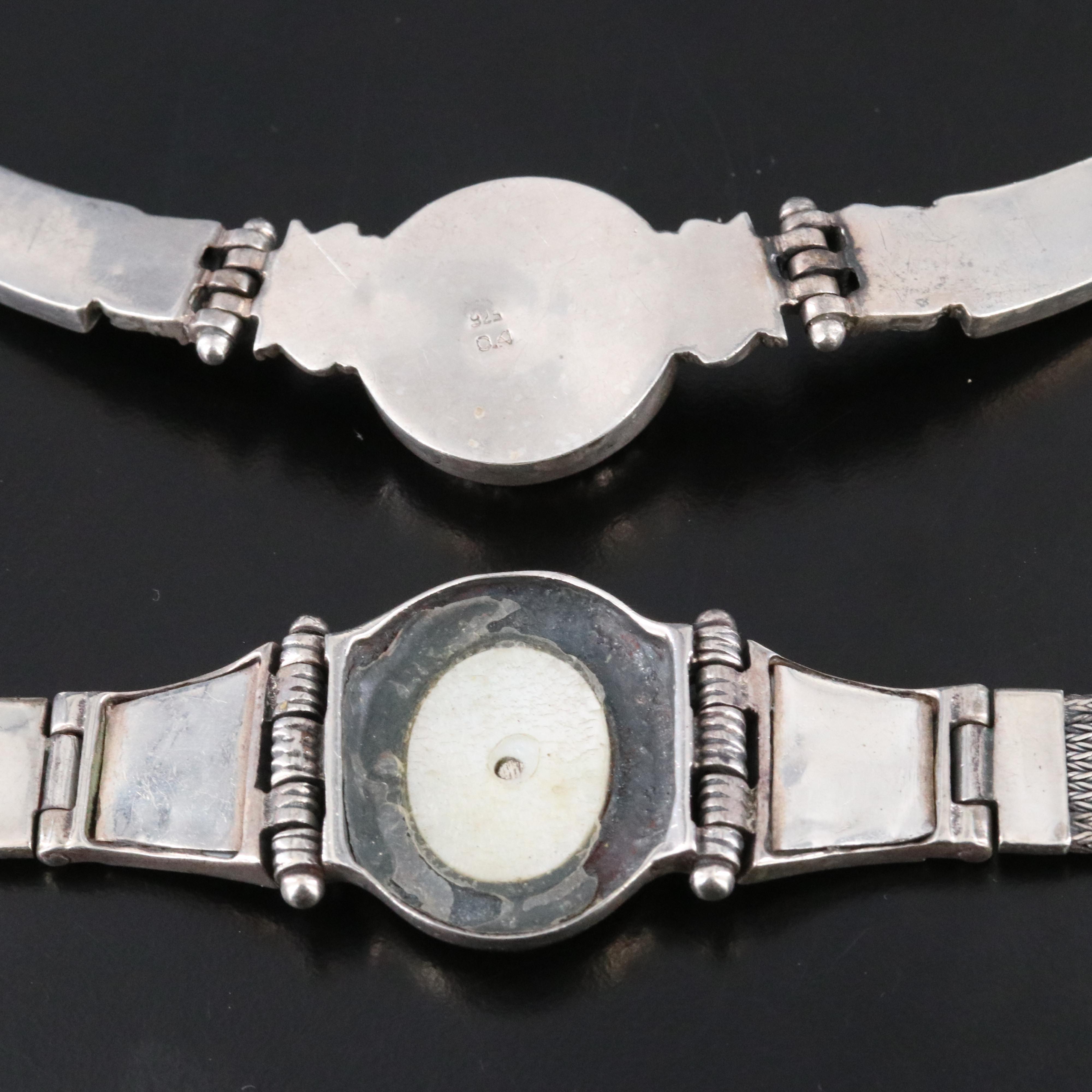 Turkish Sterling Mother-of-Pearl Floral Necklace and Bracelet Set