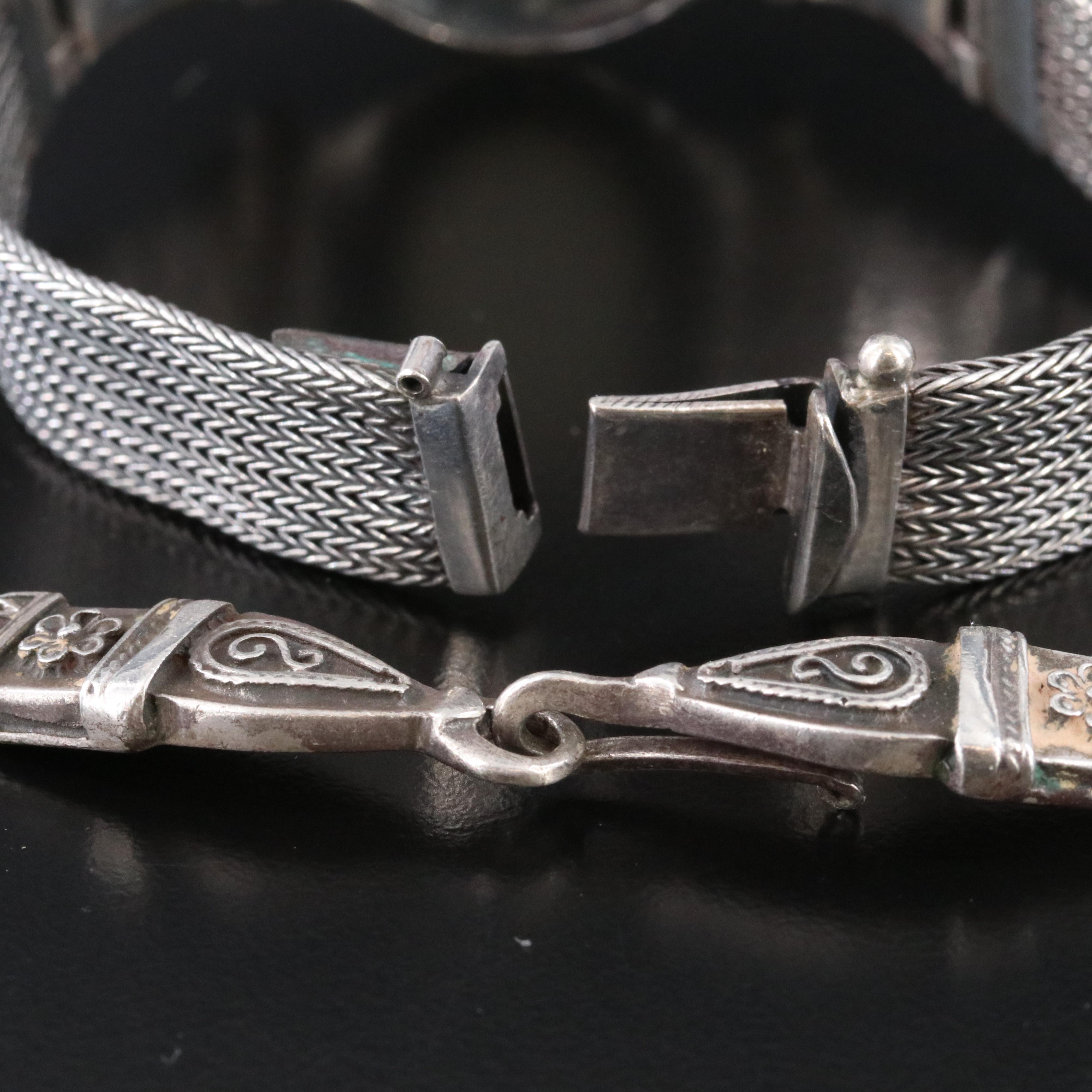 Turkish Sterling Mother-of-Pearl Floral Necklace and Bracelet Set