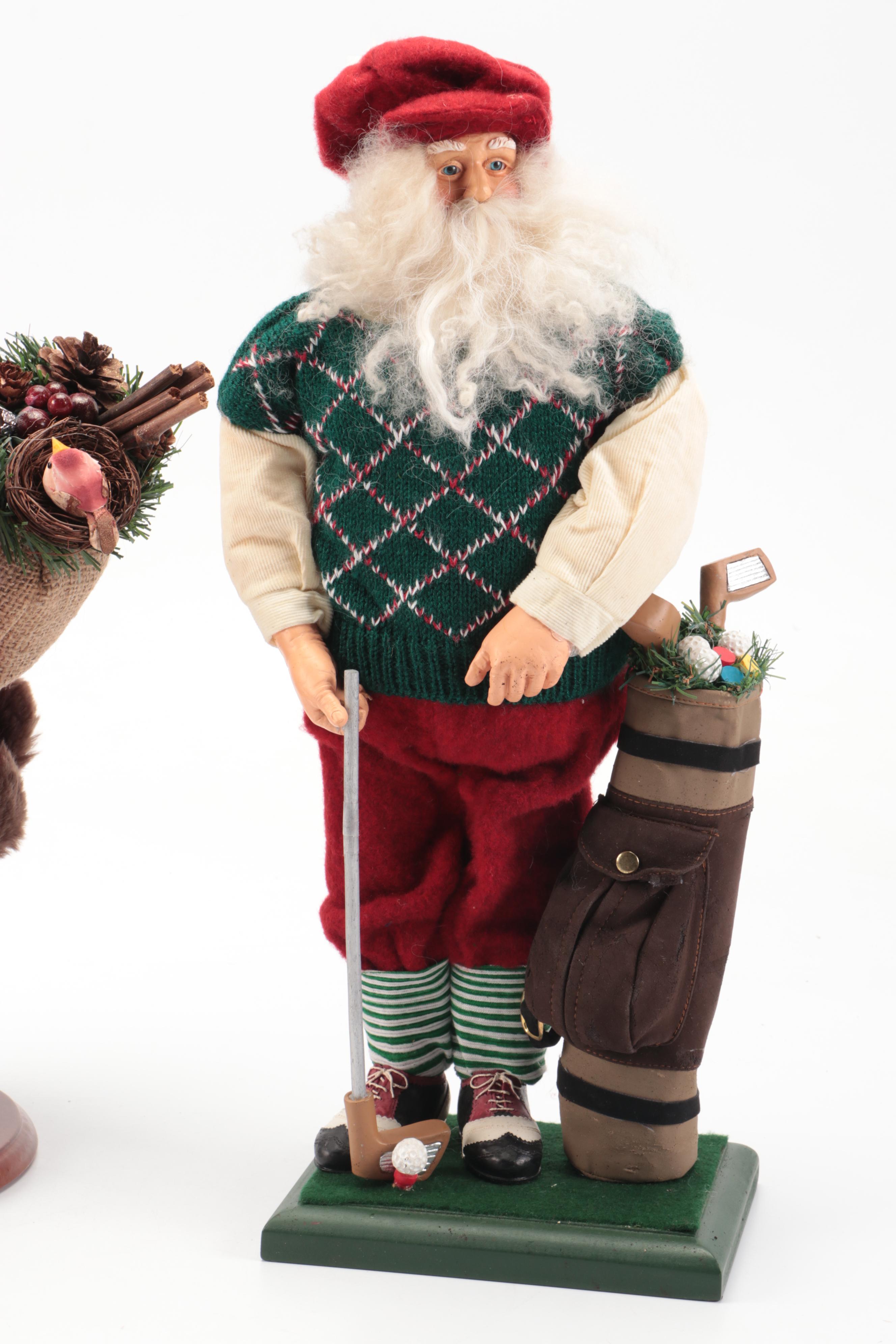 Golfing with Other Santa Claus Figurines