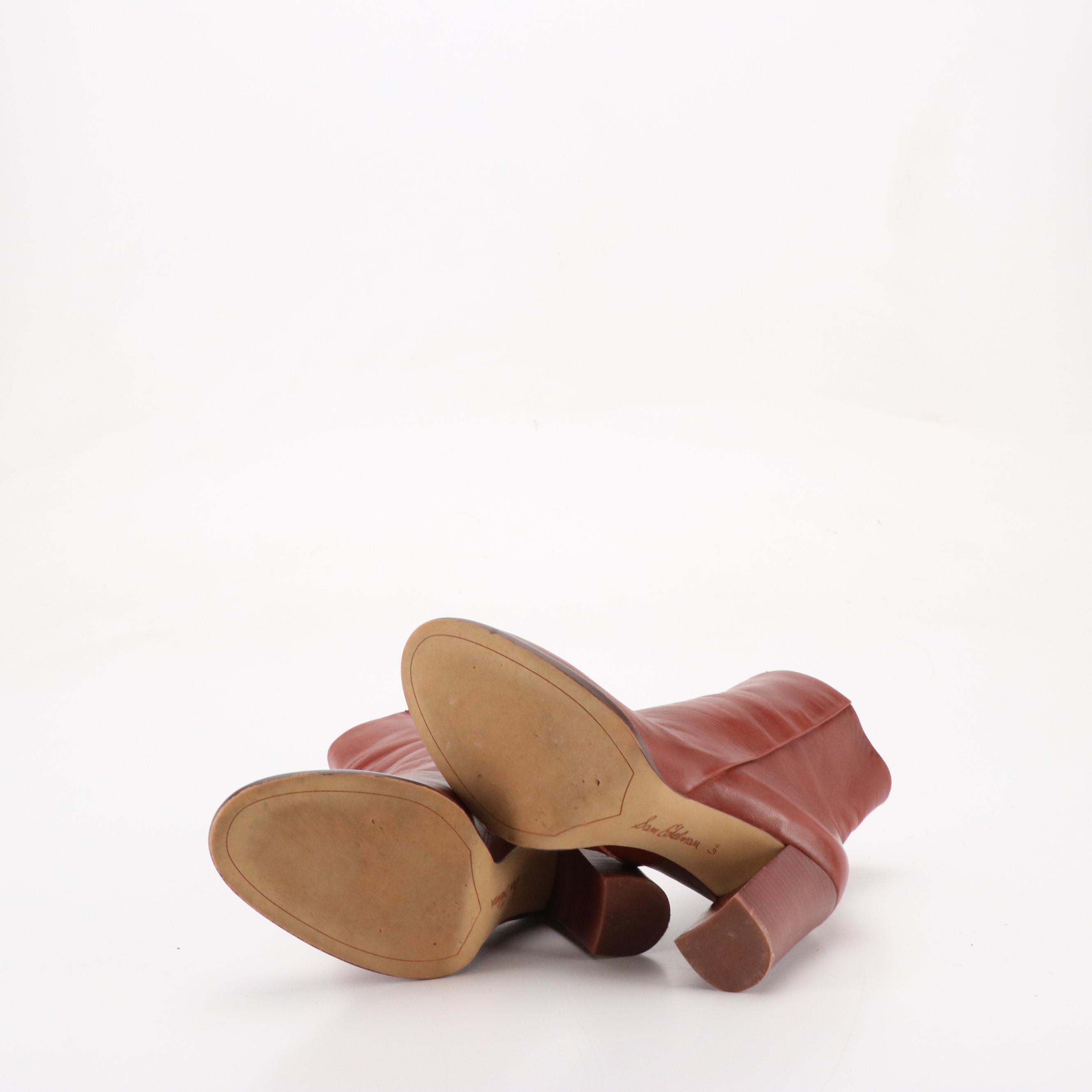 Sam Edelman Heeled Ankle Boots in Mahogany Brown Leather