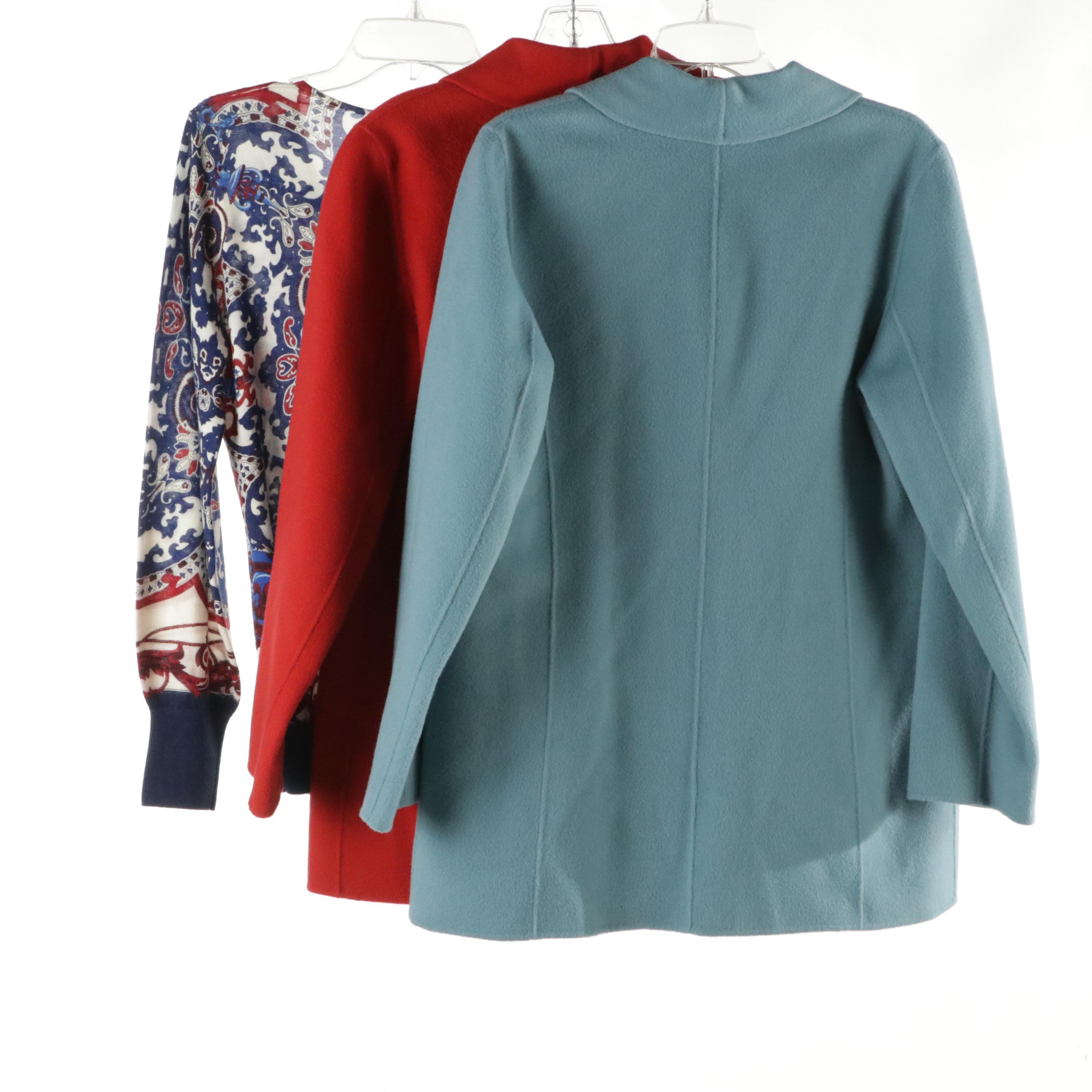 Talbots Printed Wool Sweater, Red and Blue Wool Single-Button Blazers, With Tags